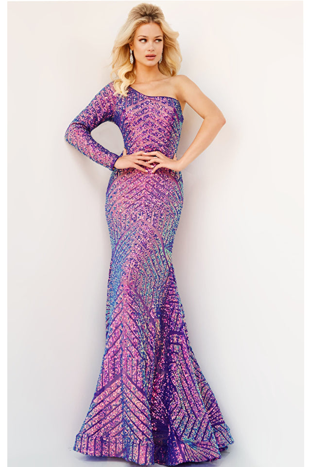 Bella one shoulder shop sequin mermaid gown