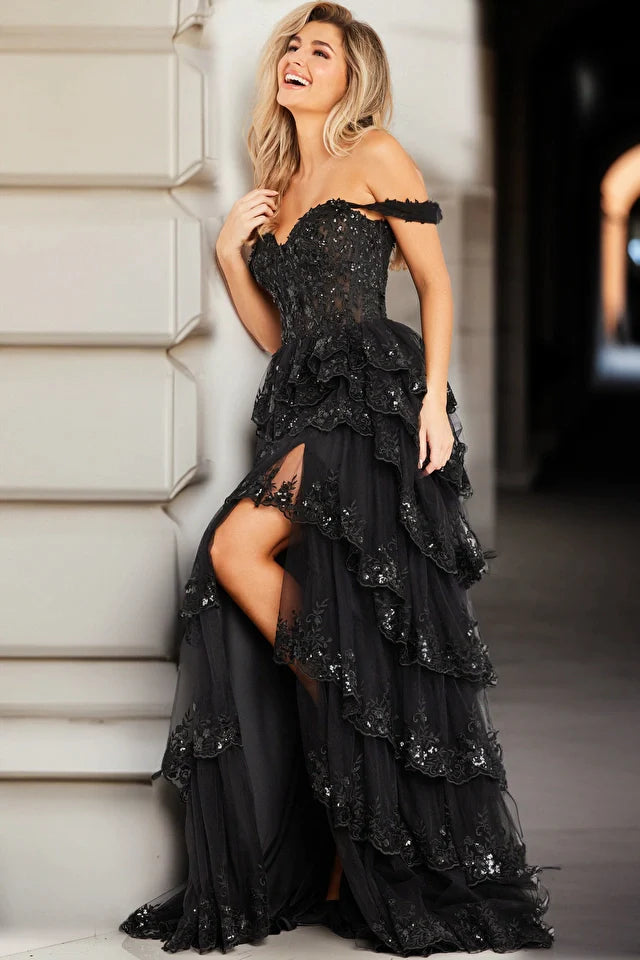 Shape Black Glittert Cut Out One Shoulder Dress