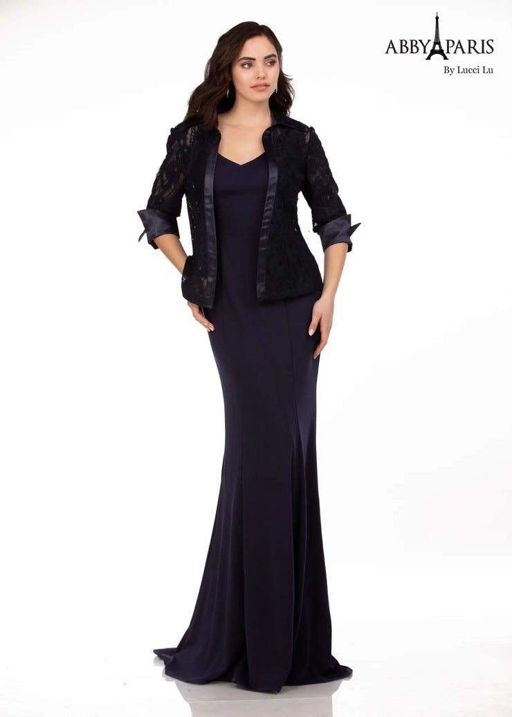 Abby Paris 96063W A-Line Lace Sweetheart Neckline Detachable Quarter Sleeve  Blazer Plus Size MOB Formal Dress