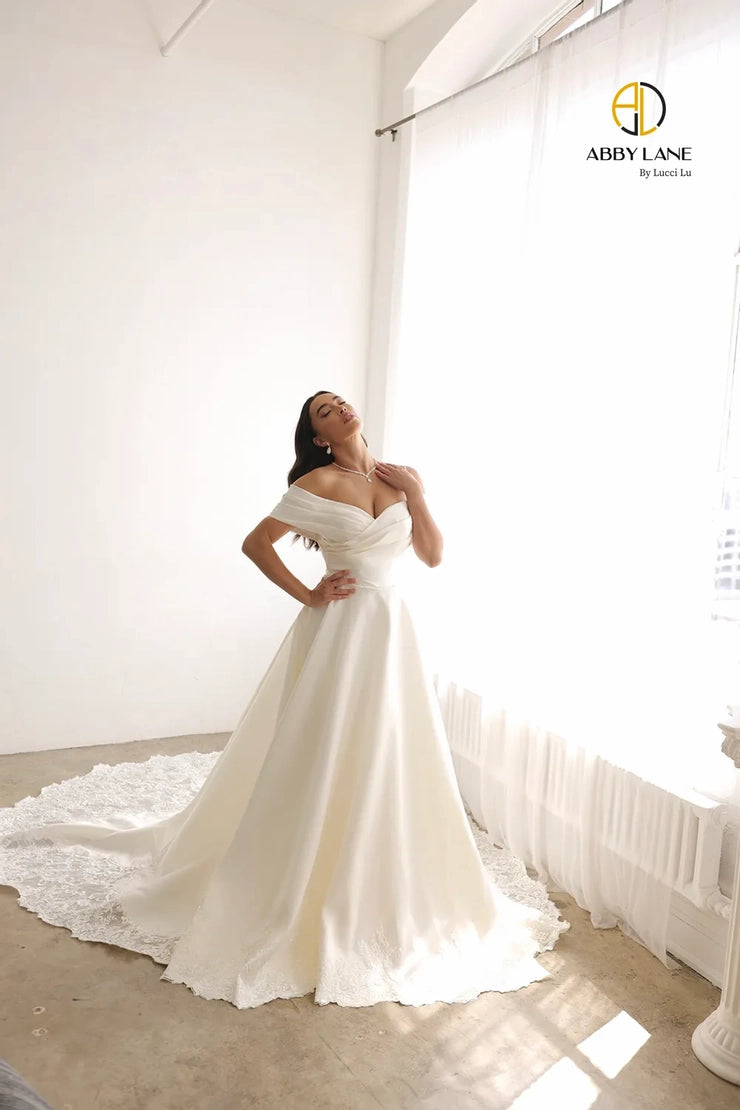 Plus Size Simple Satin A-line Wedding Dress
