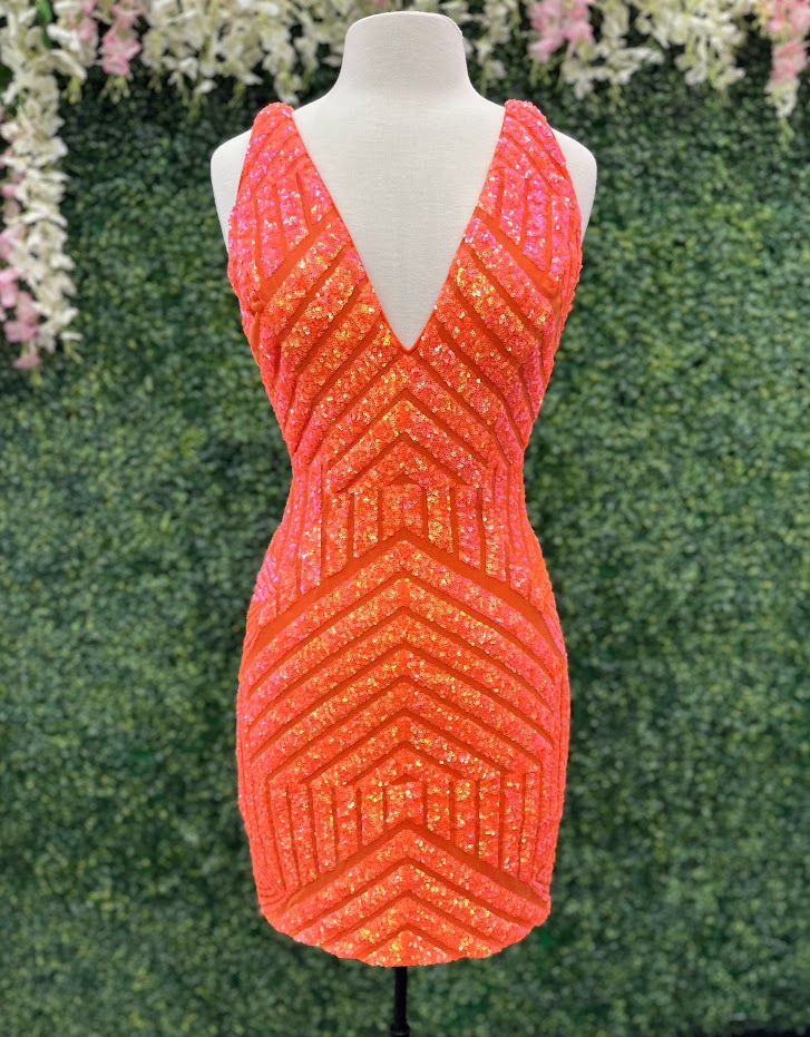 Stretch Sequins (Orange/Gold)