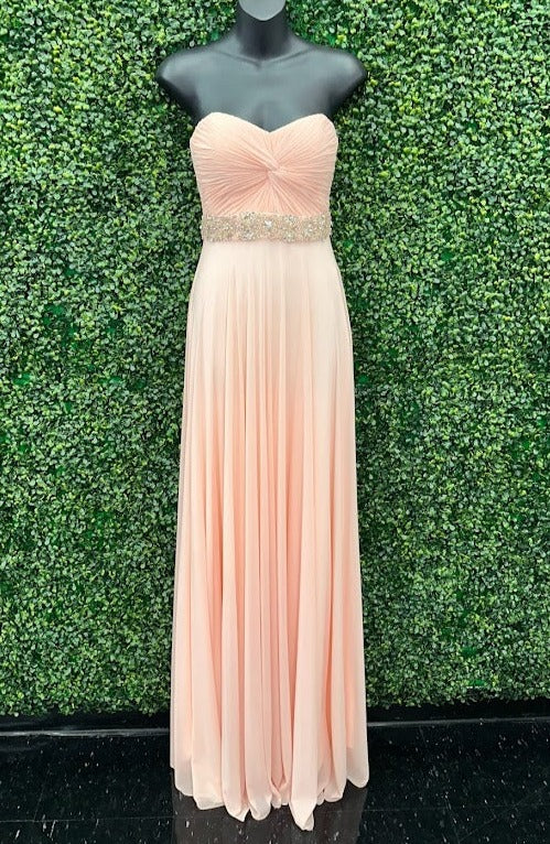 Chic Strapless A-Line Color Block Formal Dress Evening Prom Gown -  TheCelebrityDresses