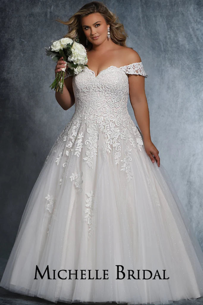 Plus Size Wedding Dresses Off Shoulder Lace Soft Tulle Bridal
