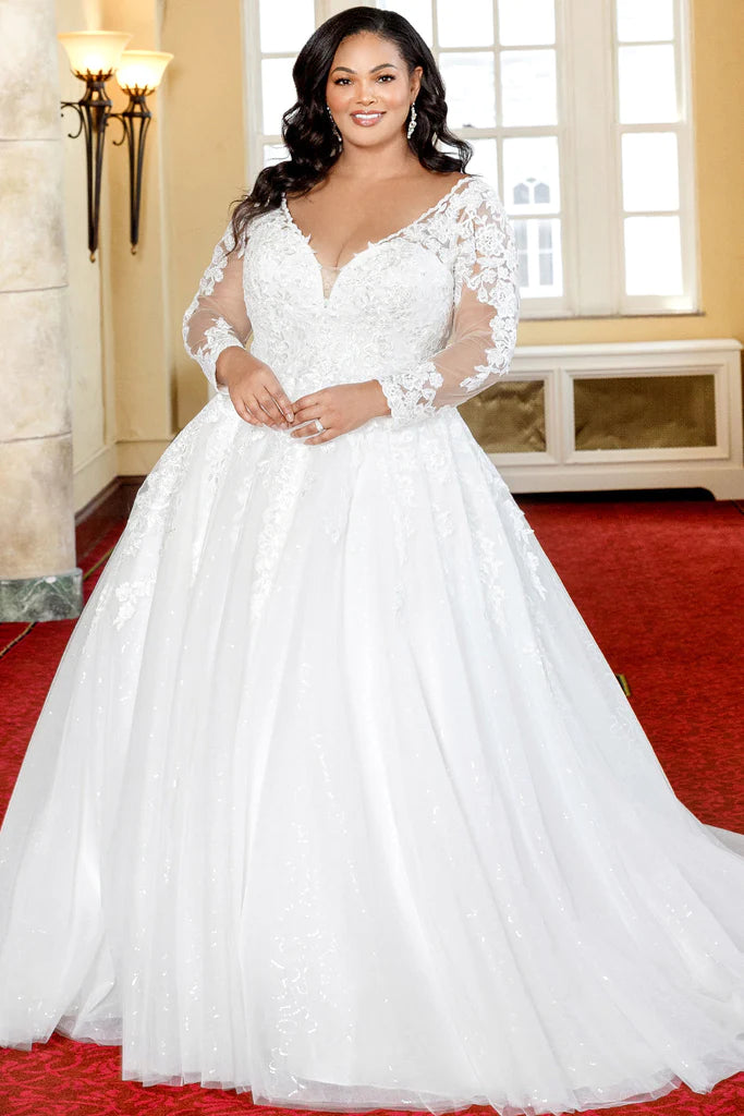 Sleeveless Ball Gown Wedding Dress With Lace And Sparkle Tulle
