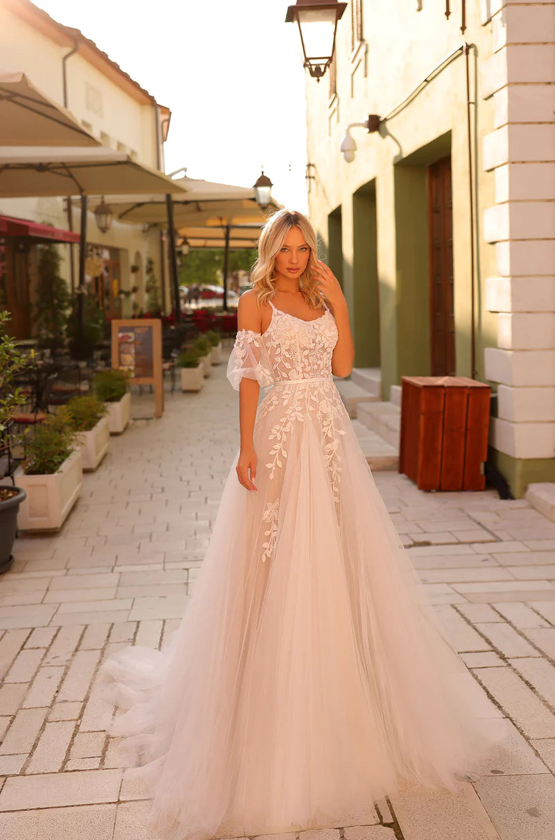 Amarra Bridal 84226 Maddie A-line Ballgown Sheer Floral Bodice Scoop N –  Glass Slipper Formals