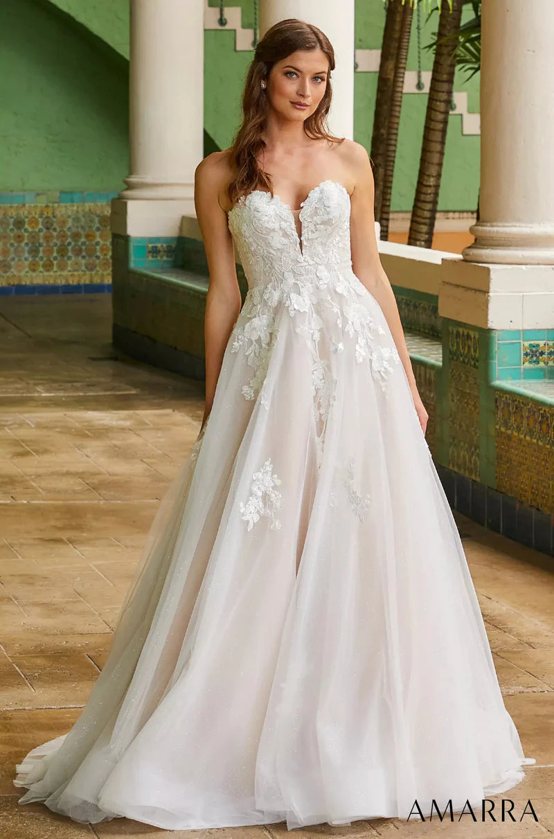 Amarra Bridal Hart 84368 Backless Mermaid Wedding Dress Bridal Gown Train  Sheer Lace