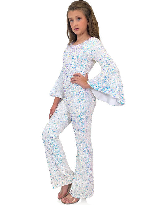 Marc Defang 5010L Long Sequin Bell Sleeve Jumpsuit Overskirt Girls Fun –  Glass Slipper Formals