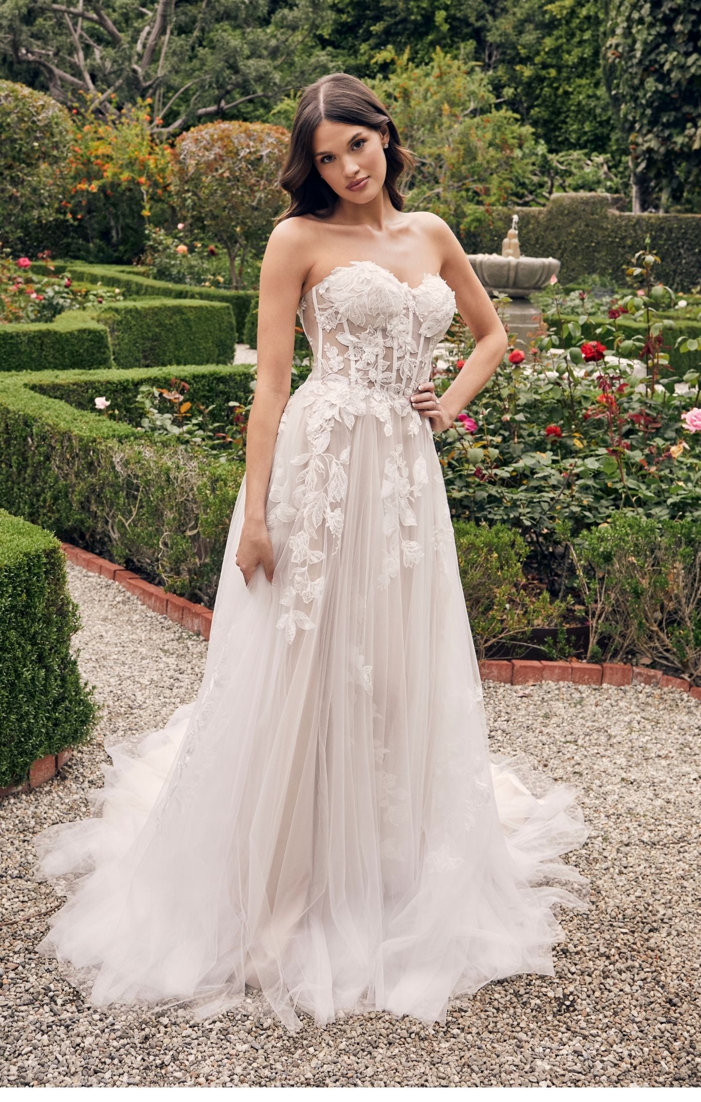 Casablanca Bridal 2540 Elloise A-Line Ballgown Strapless Sheer Floral –  Glass Slipper Formals
