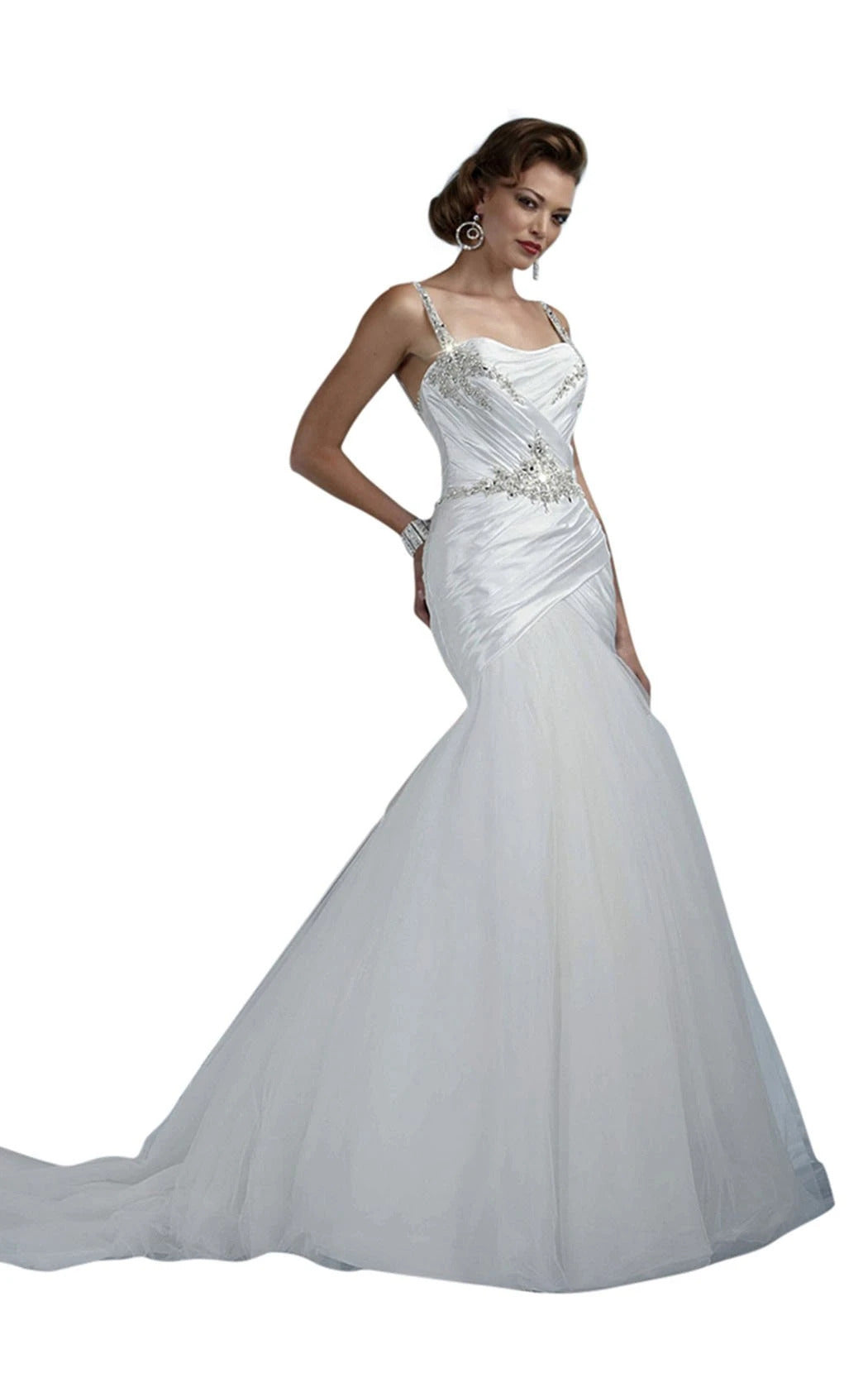 Envious Bridal W9233 Size 12 Wedding Dress Mermaid Lace Corset Crystal