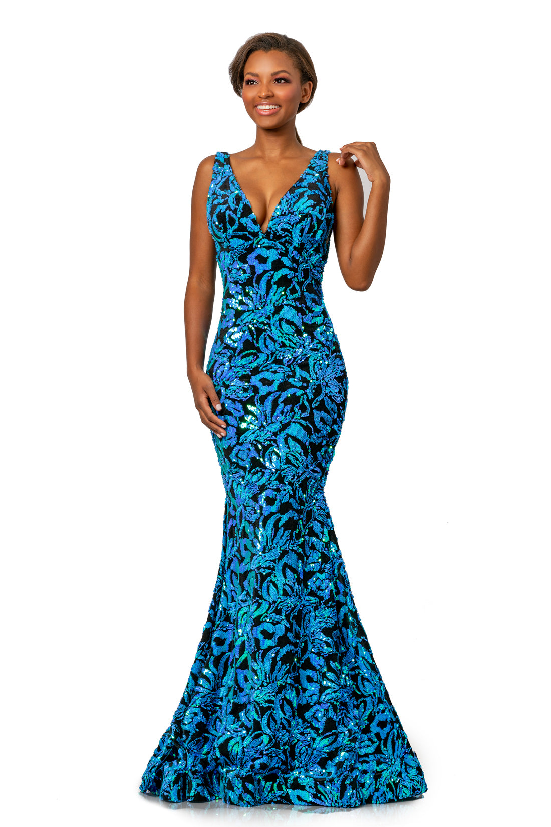 Aqua Sequin Prom Dresses