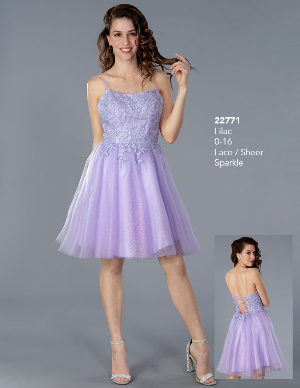 Stella Couture 22771 Lilac Lace Shimmer A Line Homecoming Dress Corset –  Glass Slipper Formals