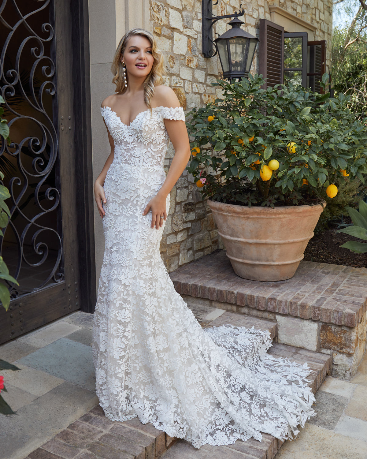 Casablanca Bridal 2446 Evelyn off the shoulder wedding dress Chantilly –  Glass Slipper Formals
