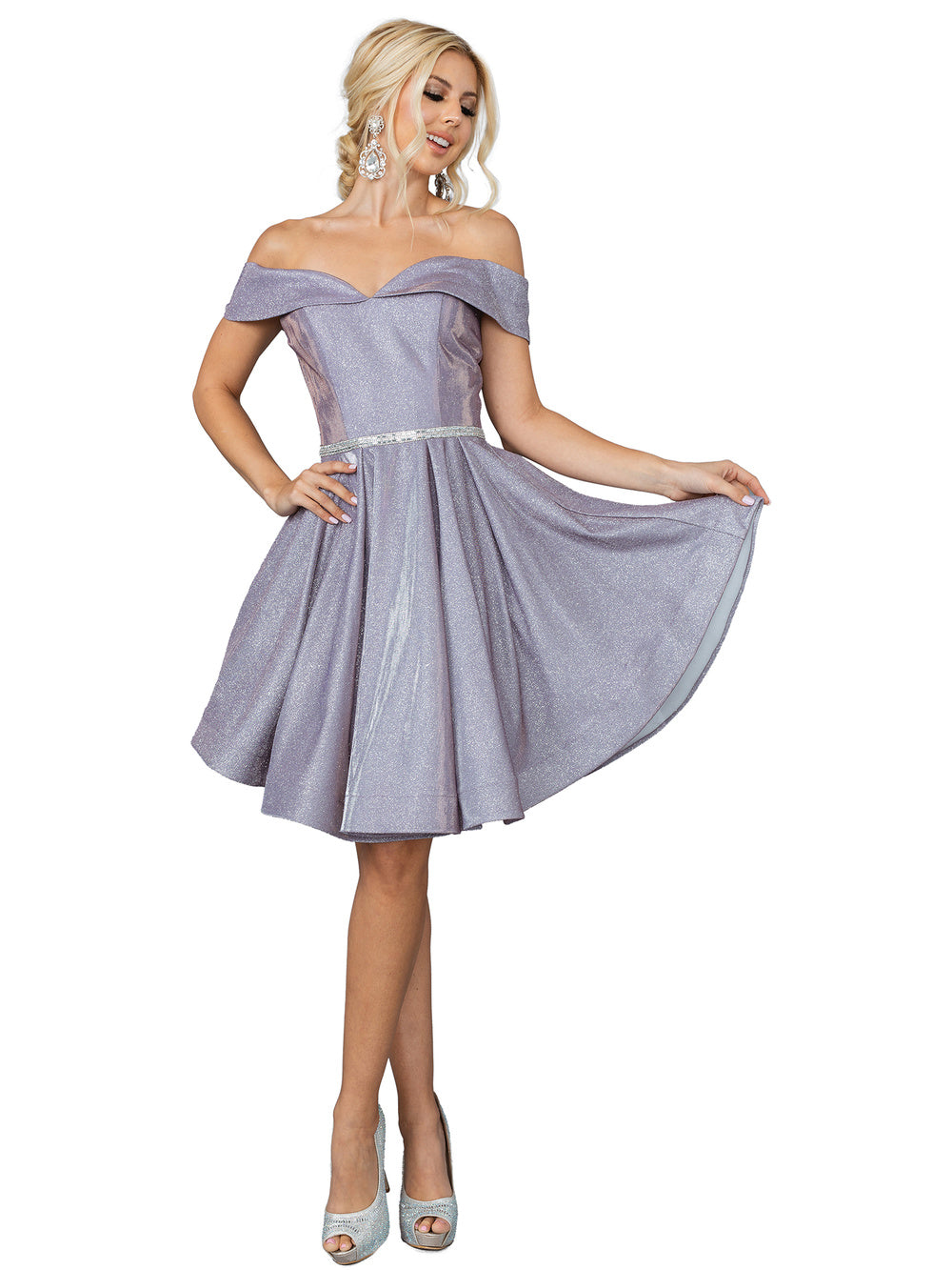 CD 0188 Size 12 Short Shimmer Blush Fit & Flare Cocktail Dress Sheer Beaded  V Neck Formal