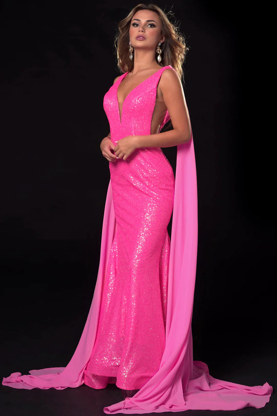 Halter Neckline Rhinestones Front Opening Party Dress Hot Pink Mermaid –  SheerGirl