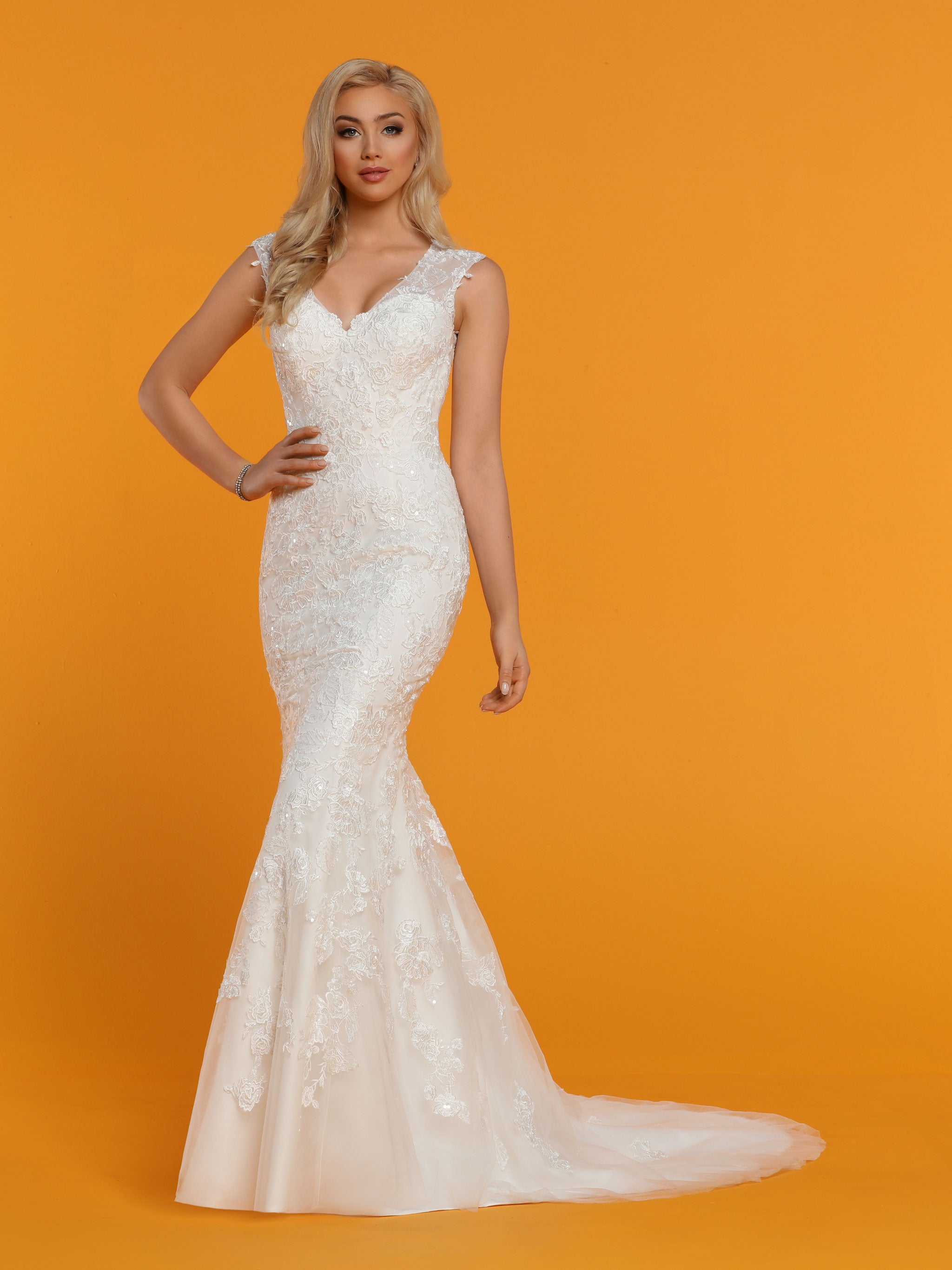 Davinci Bridal 50523 Embellished Lace Sequin Mermaid Wedding Dress She Glass Slipper Formals 6523