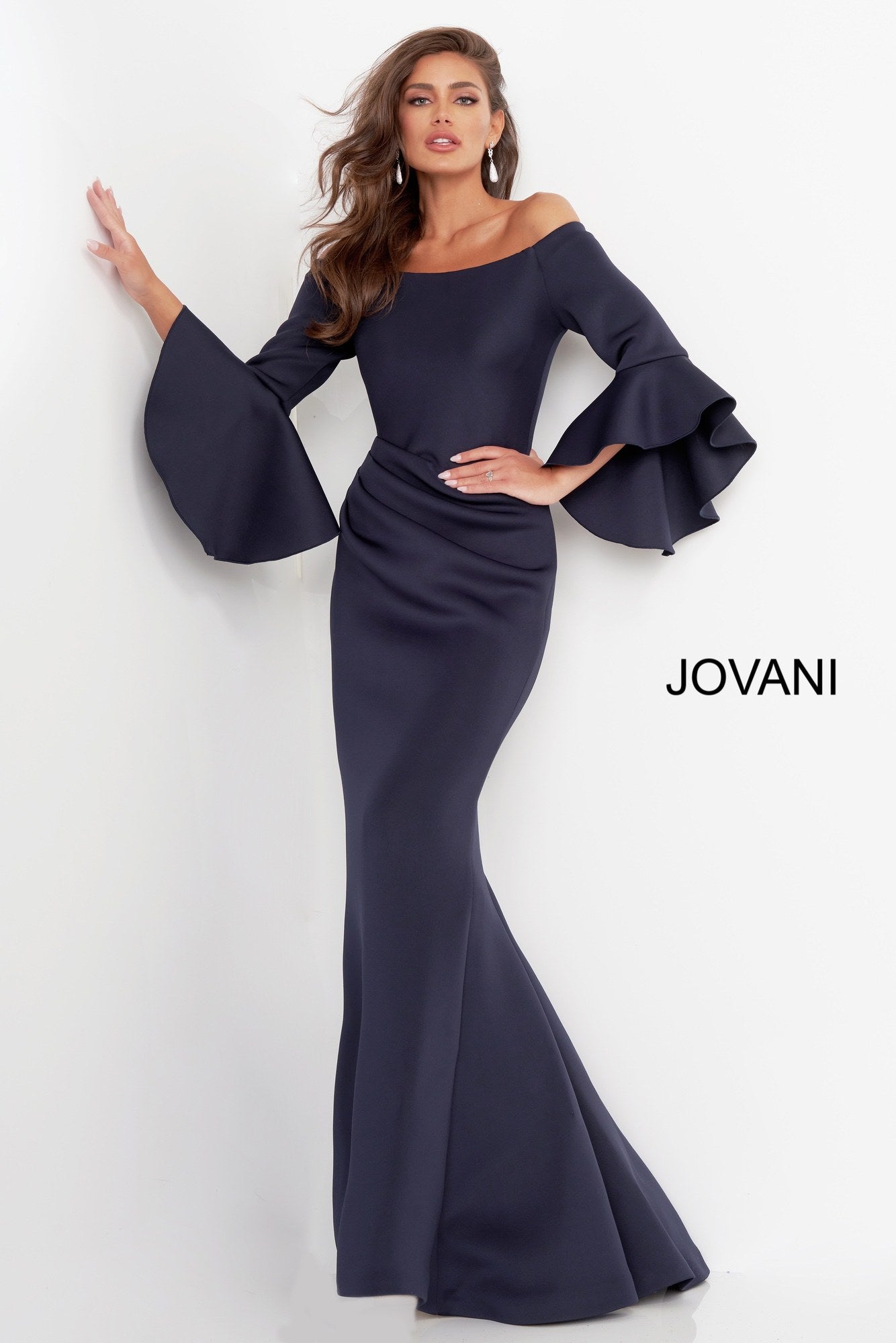 Jovani 59993 Off the Shoulder Bell Sleeves Evening Dress Formal Evenin –  Glass Slipper Formals