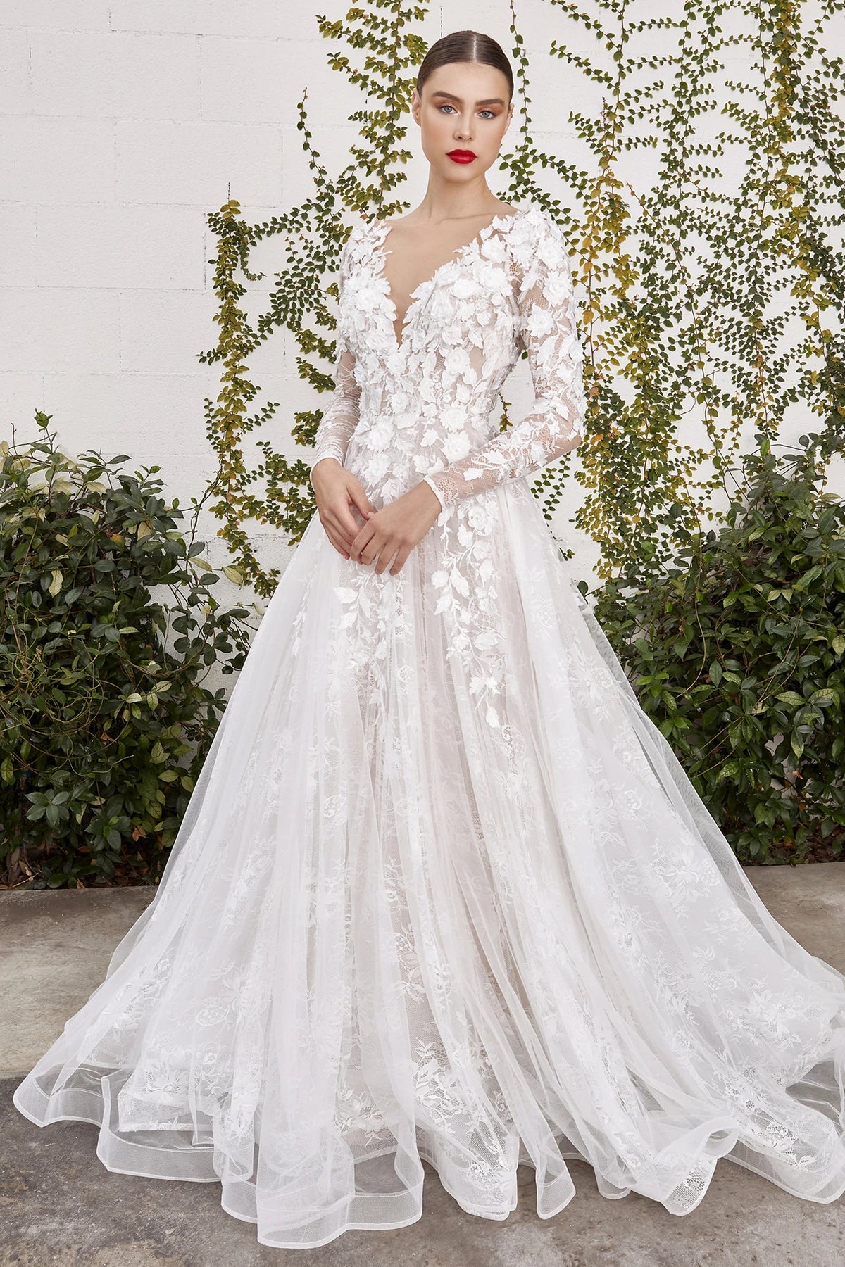 Modern A-Line Wedding Dress with Allover Lace