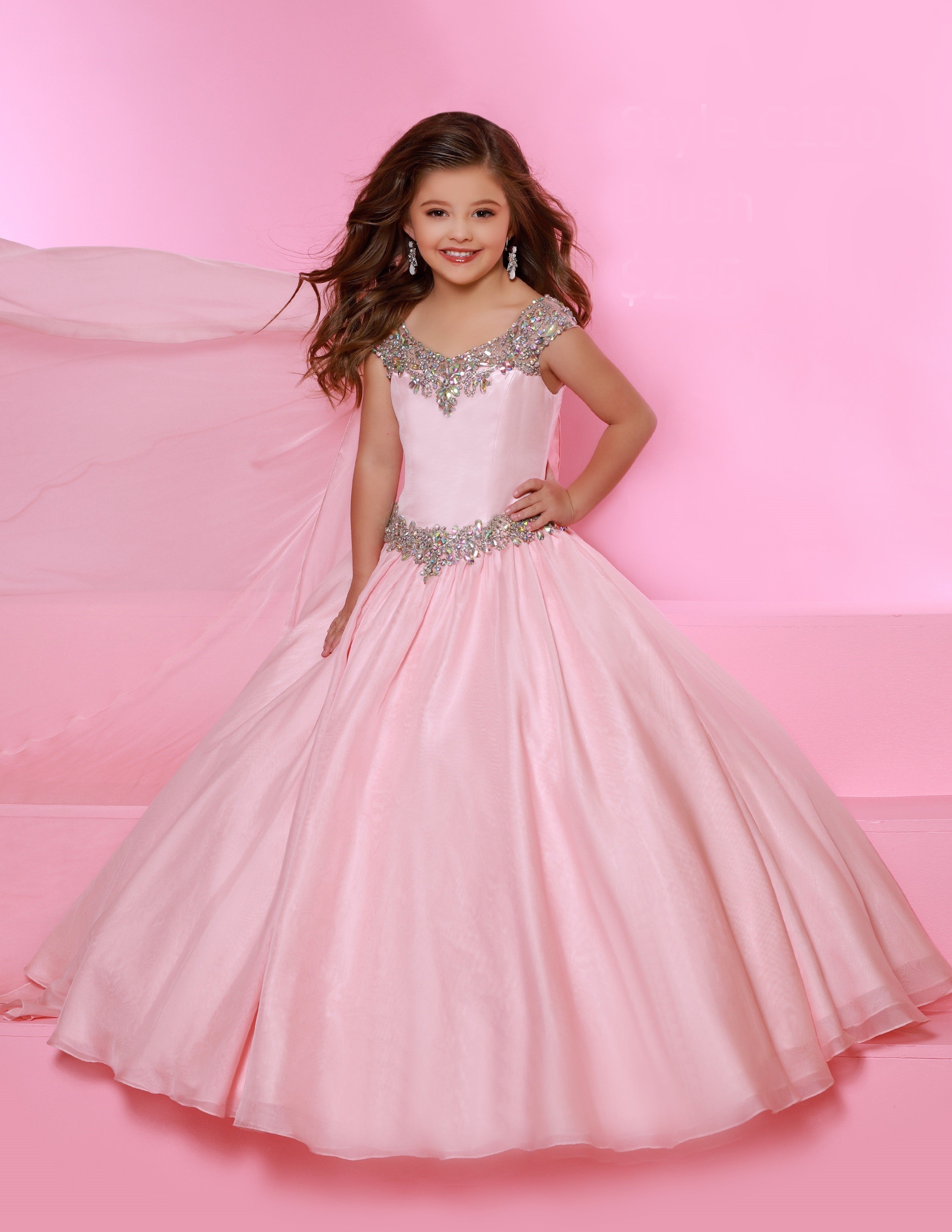 in Stock Sugar Kayne C169 Size 10, 12 Long Girls Pageant Ballgown Ombre One Shoulder Dress 12 / Blueberry/Ombre