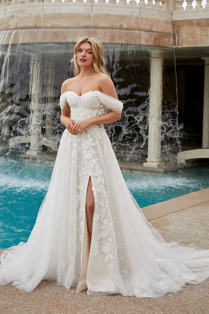 Sequin Tulle Off-the-shoulder Straps Lace Wedding Dress