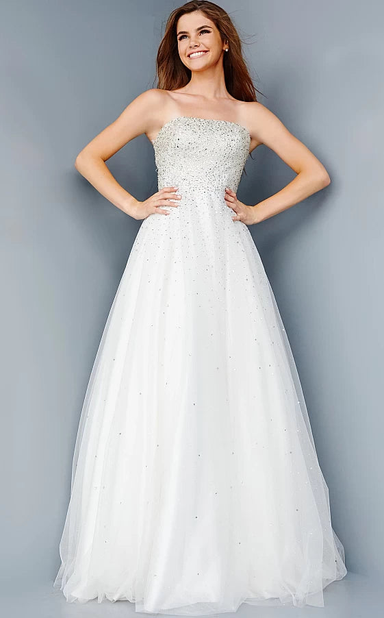 Jovani JVN52131 Prom Dress Ballgown embellished bodice tulle skirt pag –  Glass Slipper Formals