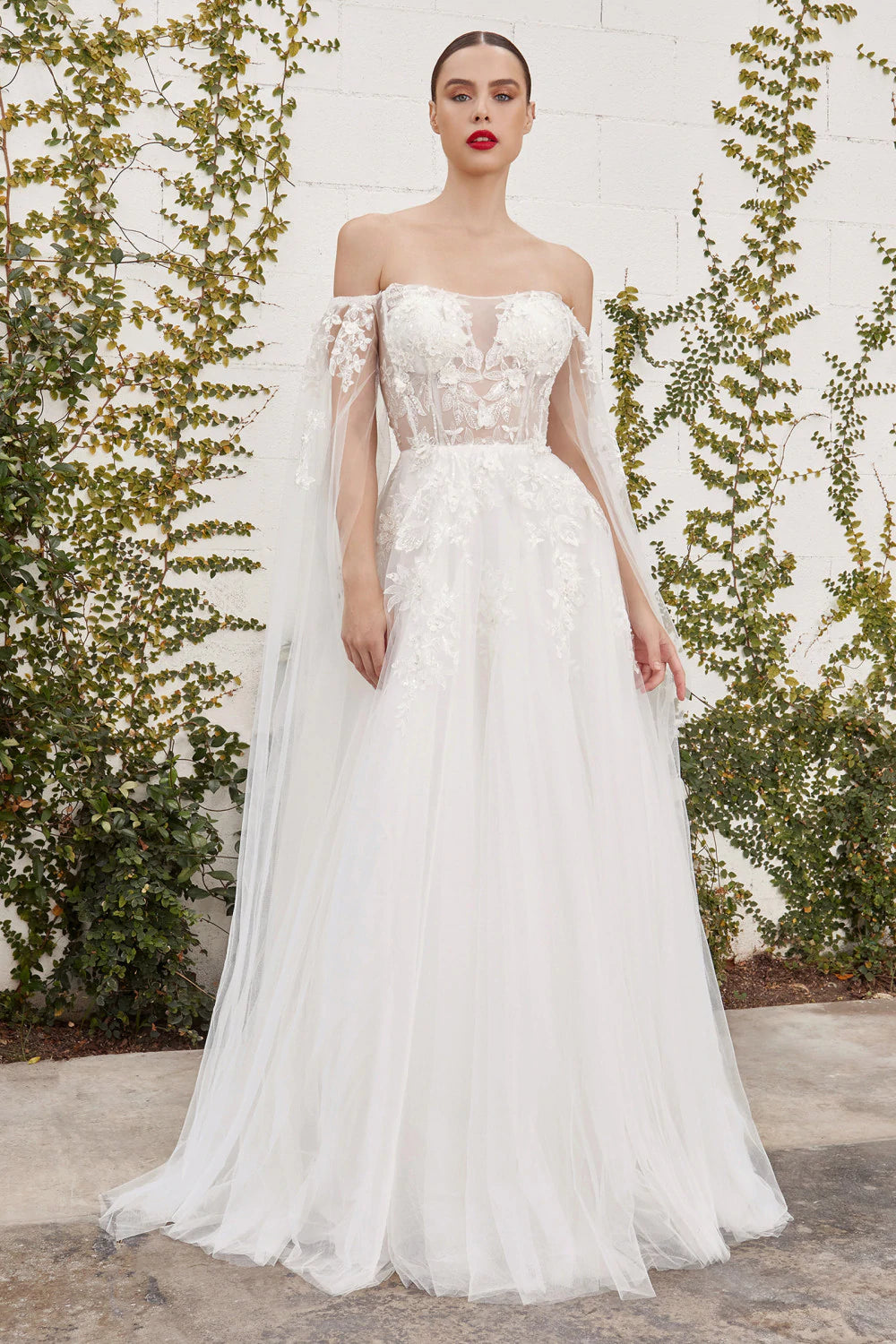 Detachable Sleeves Wedding Dress, Wedding Dress Cape, Two in One