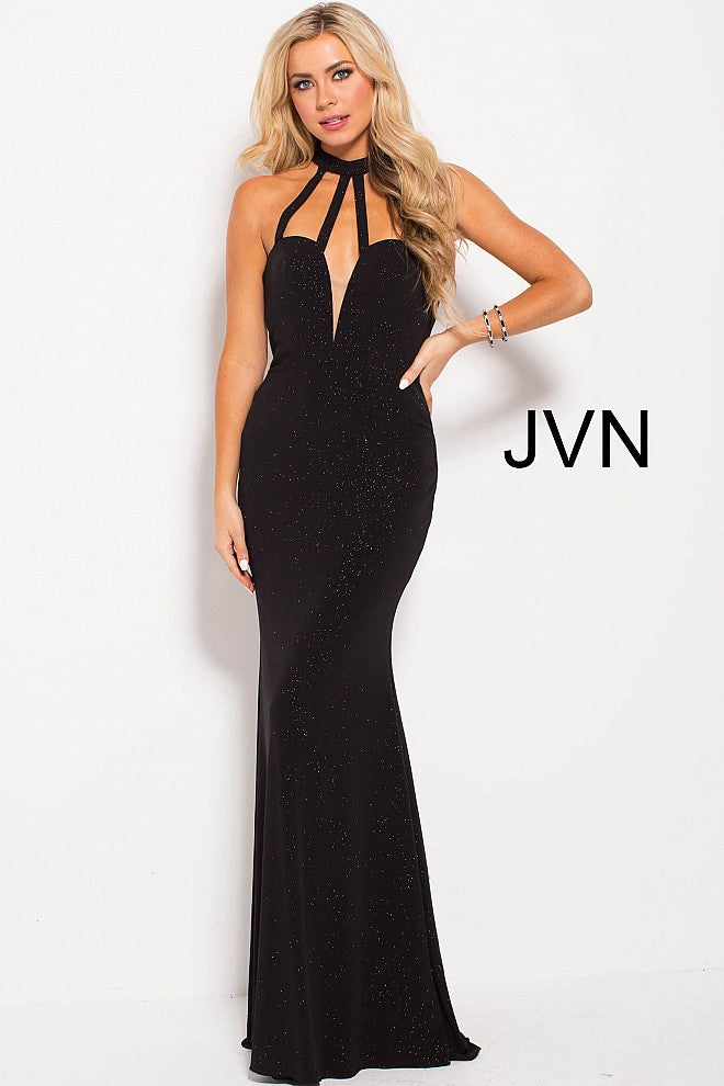 Jovani JVN 60600 Size 6 Black glitter jersey Sexy Formal Dress