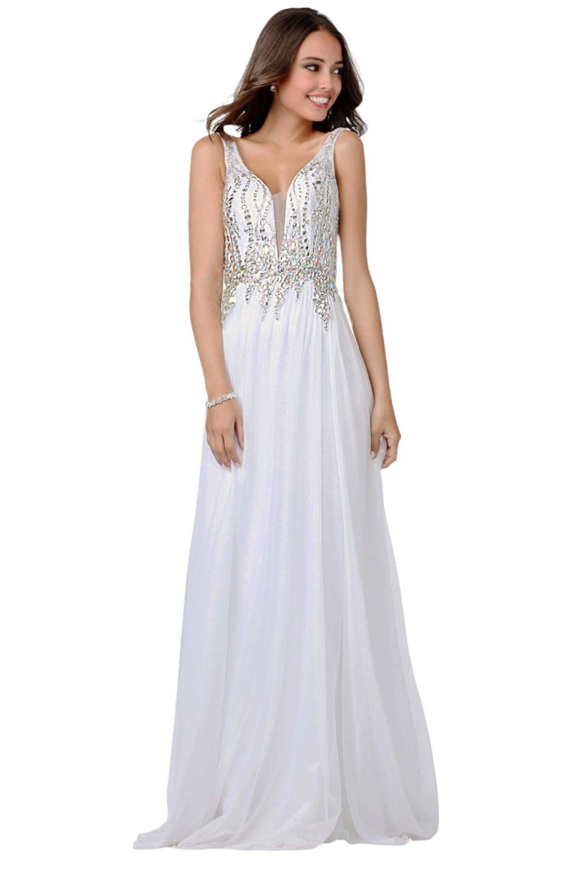 Flowy white prom dress best sale