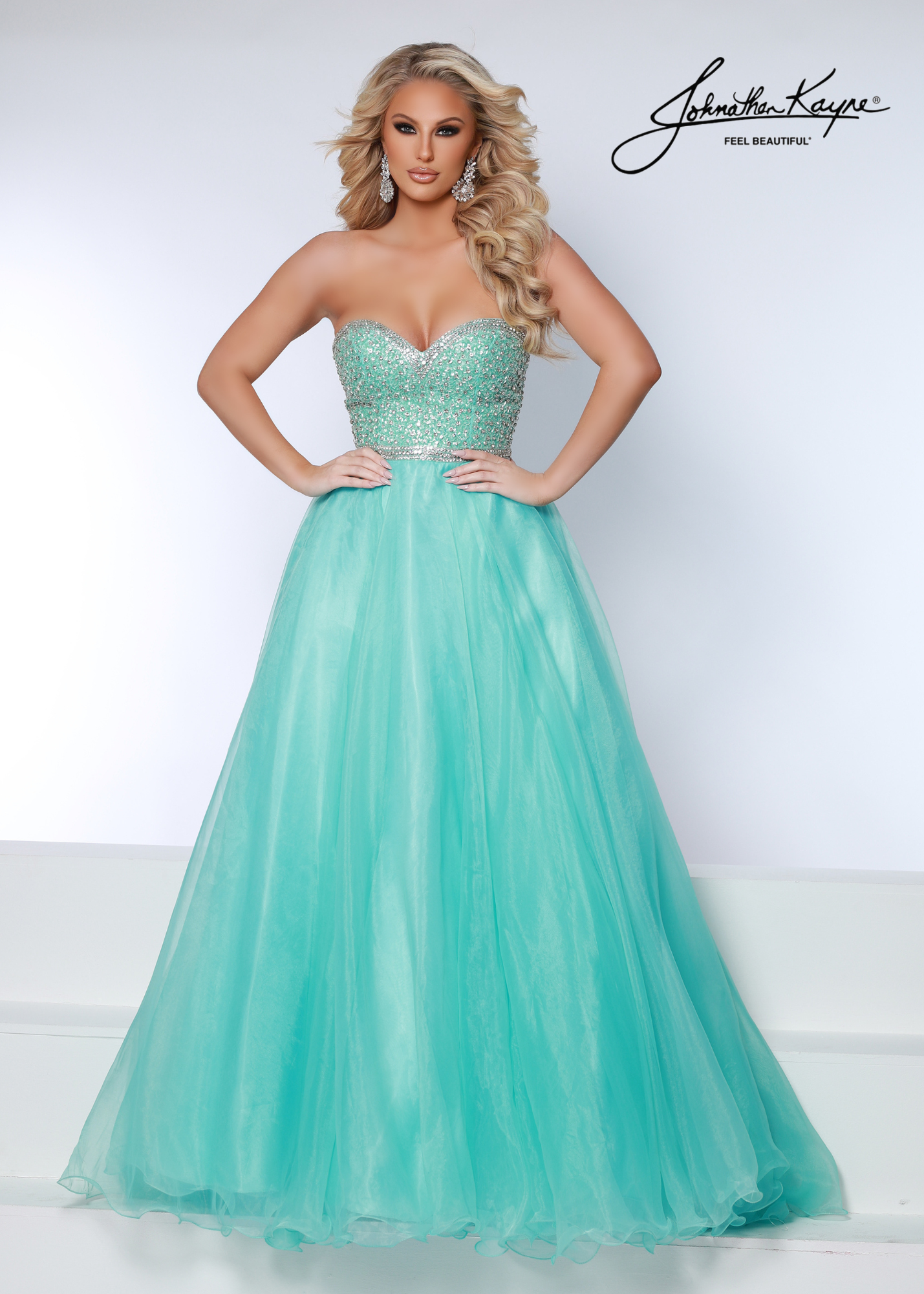 Aqua Beaded Prom Dresses