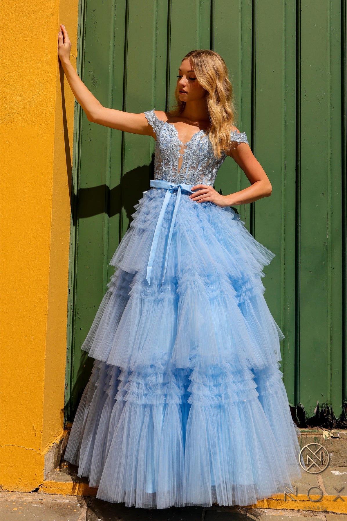 Pleated tulle formal outlet dress