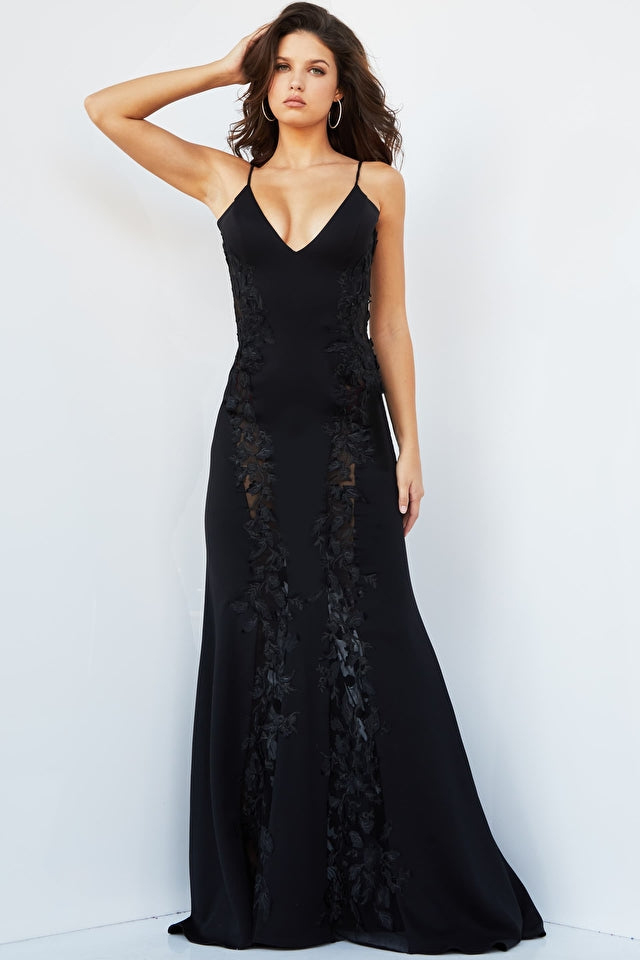 Jovani Dress 25956  Spaghetti straps black dress 25956