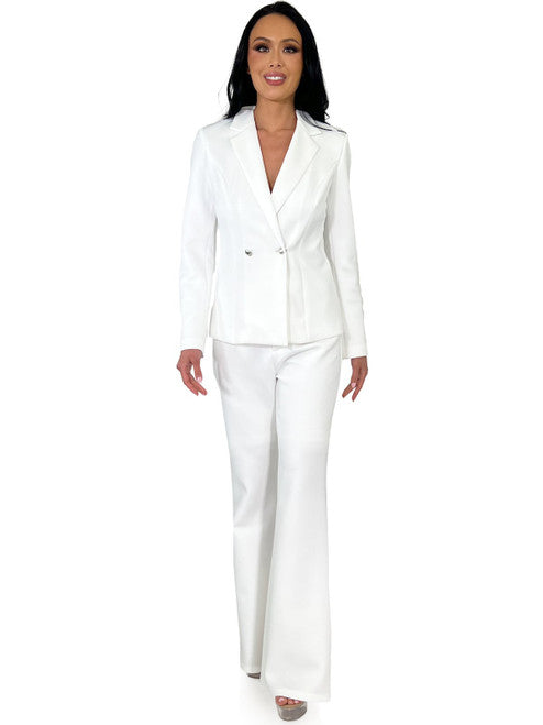 Marc Defang 8124 Scuba Pageant Jumpsuit Formal Interview Pant Suit Blazer Button 10 Royal Glass Slipper Formals