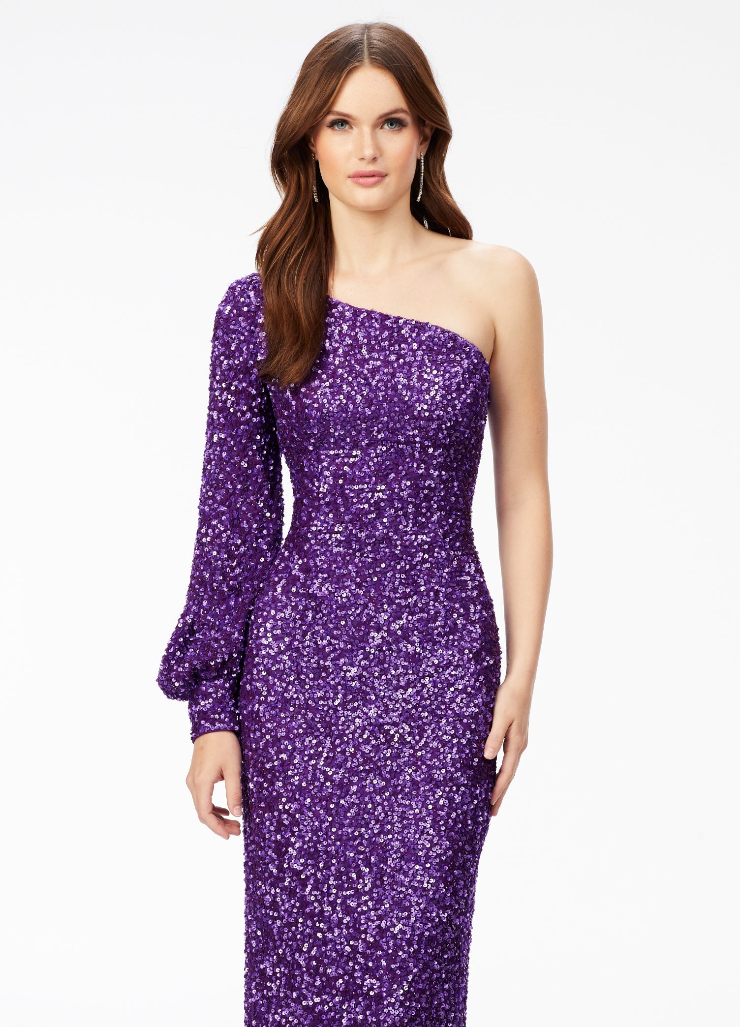 One shoulder dress online purple