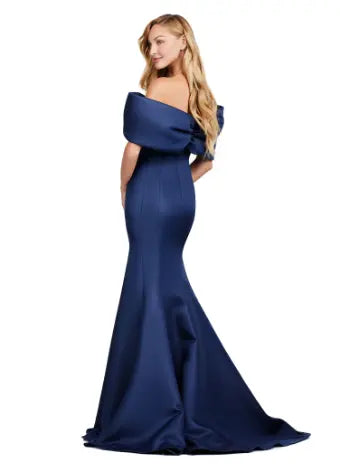 Experience elegance with the Ashley Lauren 11413 Long Prom Dress. Designed with an off-shoulder neckline, this dress is crafted from luxurious double-faced satin and features an oversized bow for added drama. Perfect for formal events and pageants, this dress will make you stand out with its sophisticated and flattering silhouette. Talk about elegant. This off shoulder gown is complete with an oversized bow along the neckline. This double faceted satin gown has a mermaid silhouette.