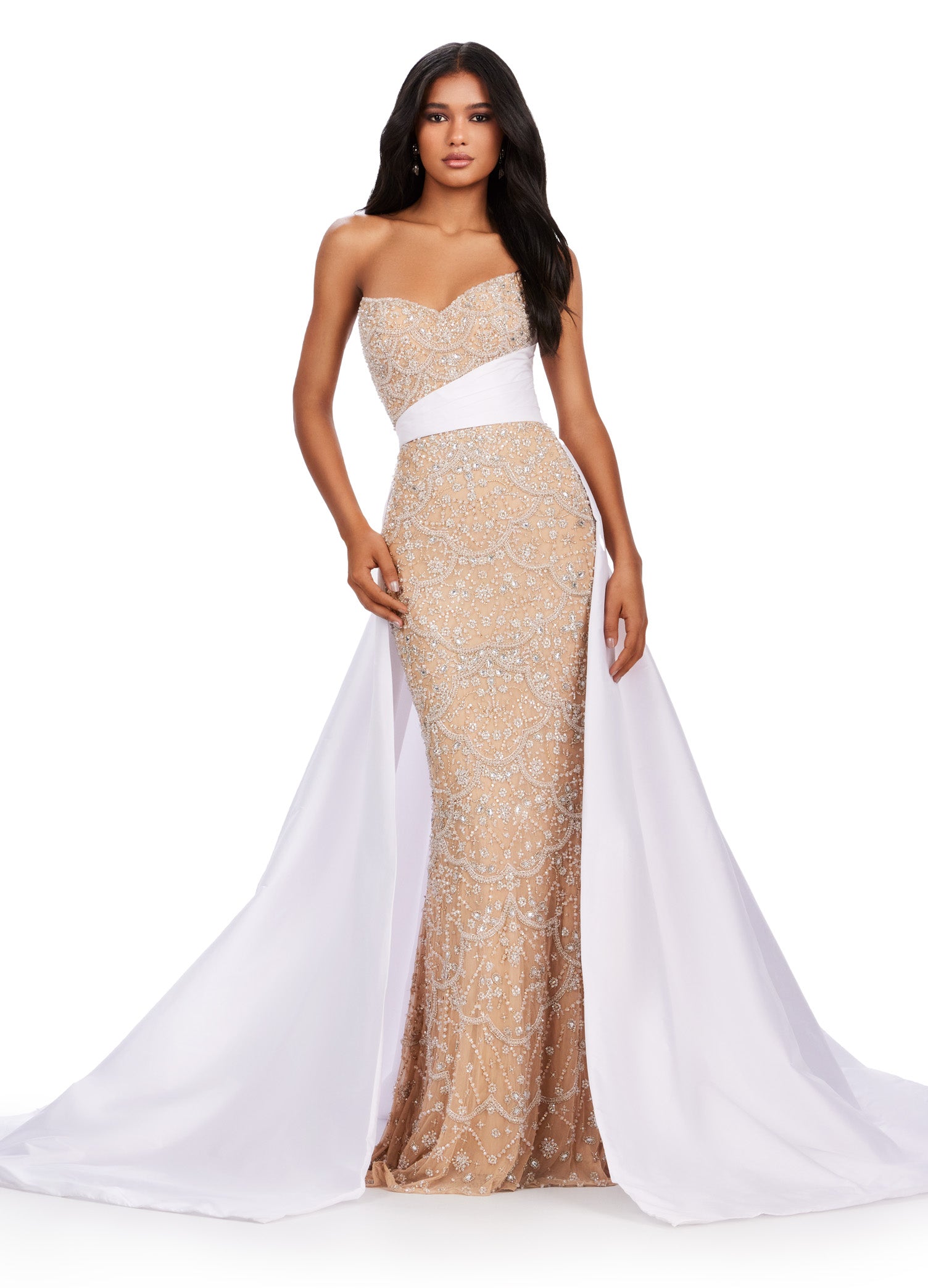 Long White Dress with Gold Belt