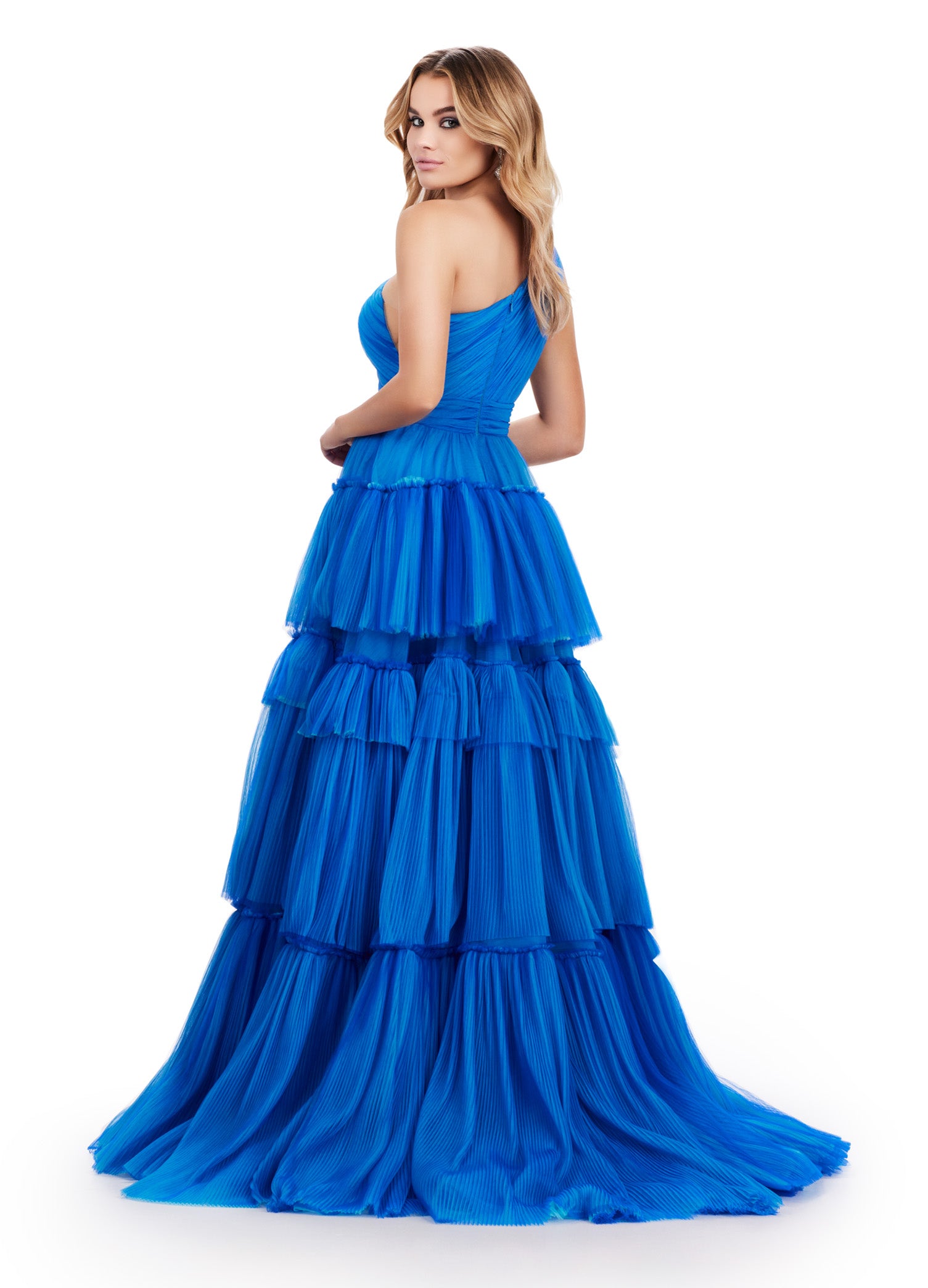 Ashley Lauren 11619 Long Prom Dress Two-Tone Tiered Tulle Ball