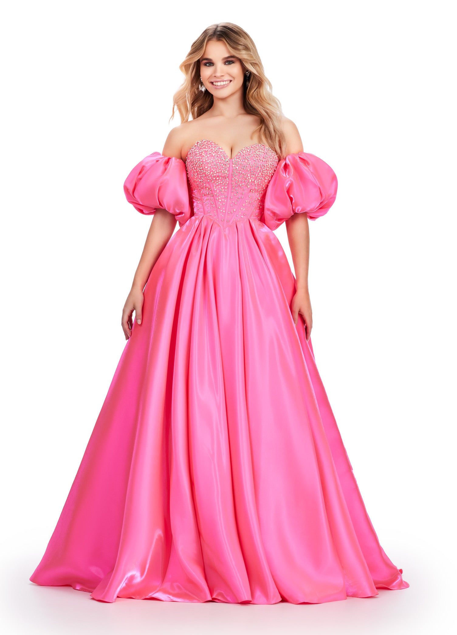 Fuchsia Princess A Line Off the Shoulder Corset Prom Dress with Lace R