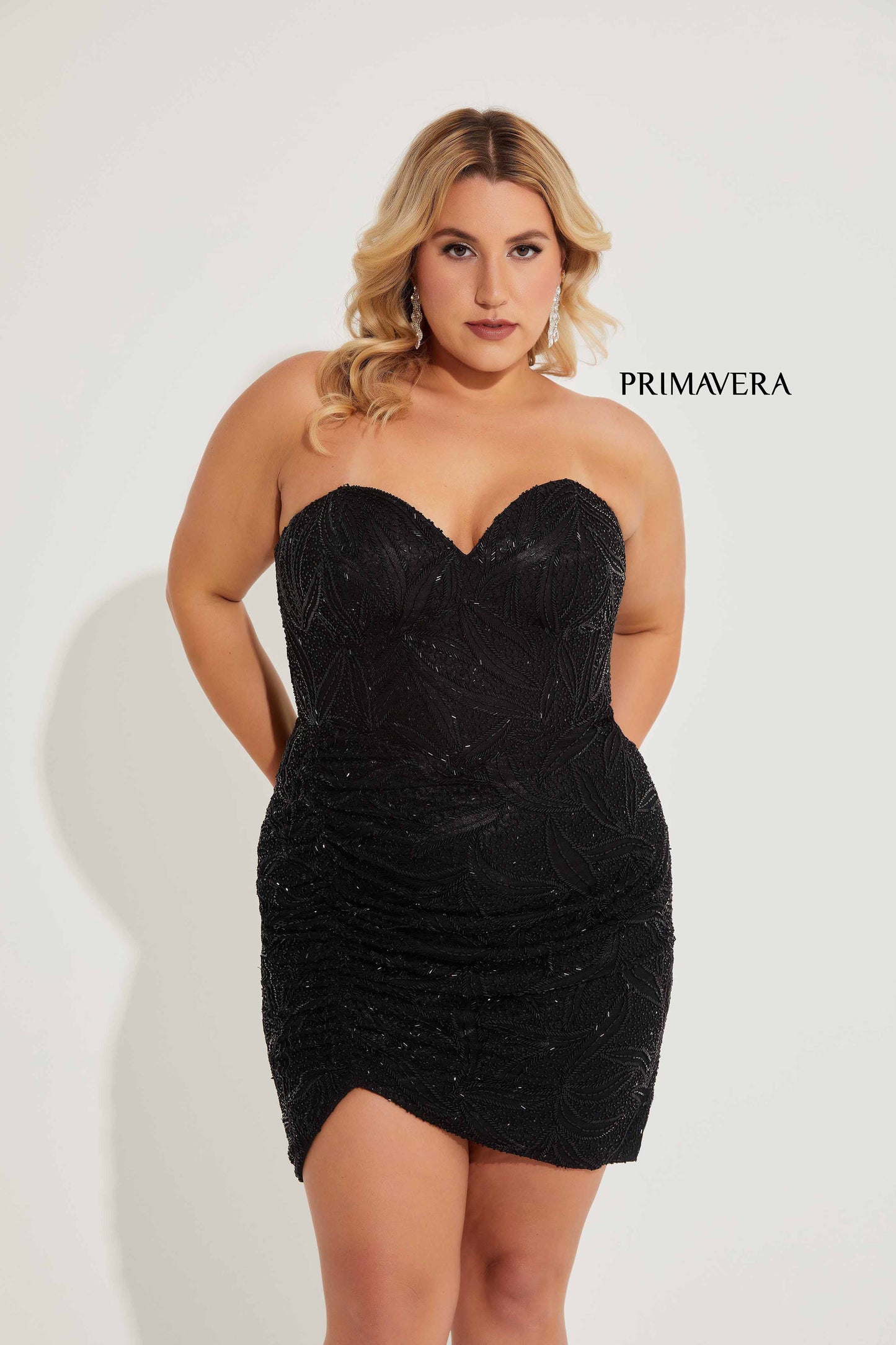 Primavera Couture 14068 Strapless Plus Sized Cocktail Dress Sequined