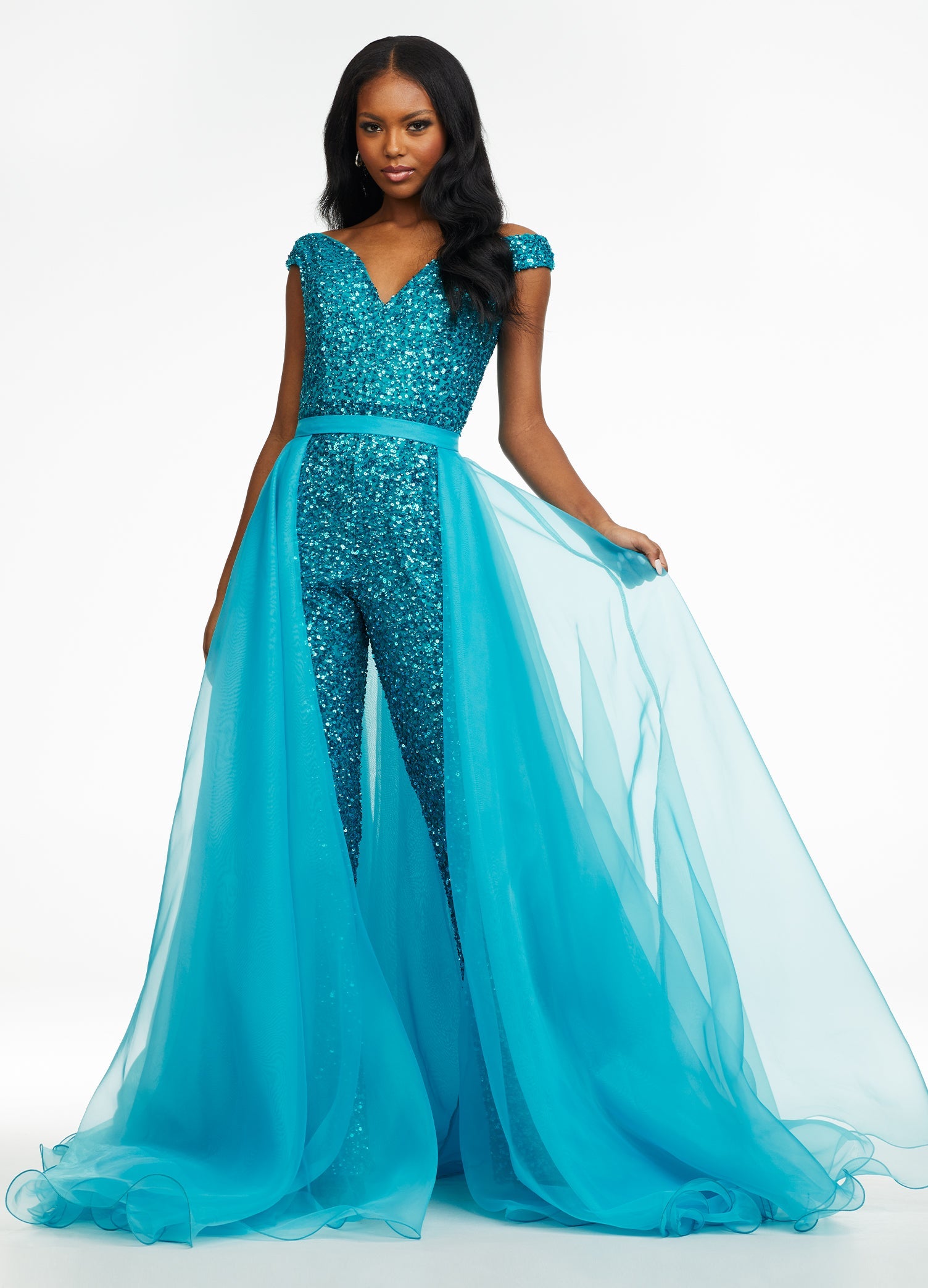 Jumpsuit with skirt store overlay prom