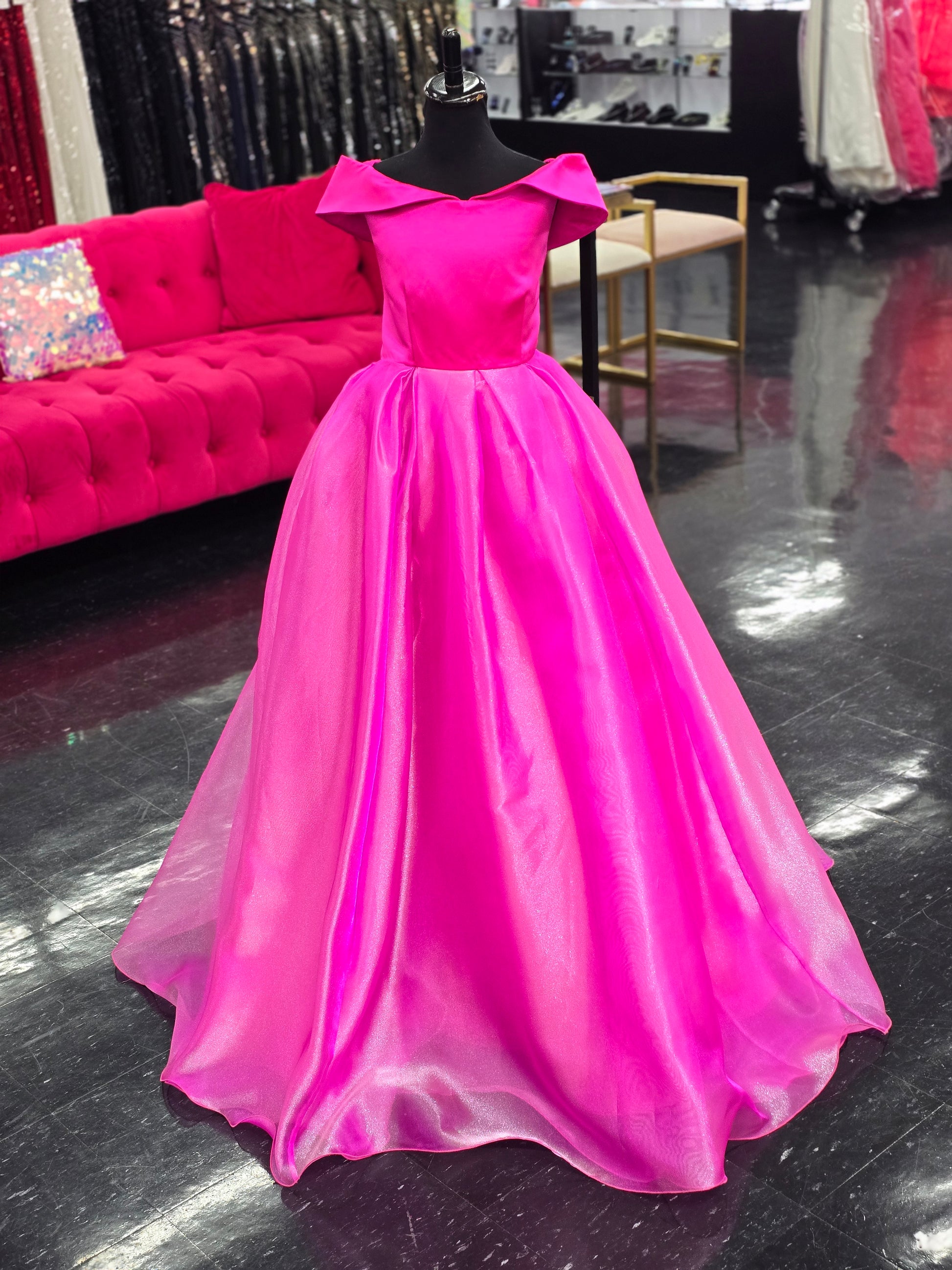 Look like a princess in Marc Defang 5059 Girls Long off the shoulder A line Ballgown. Its beautiful, full-length design will give your little girl an elegant and graceful look. The comfortable fabric and unique design guarantee a perfect fit for any occasion. For additional colors refer to swatches.&nbsp;