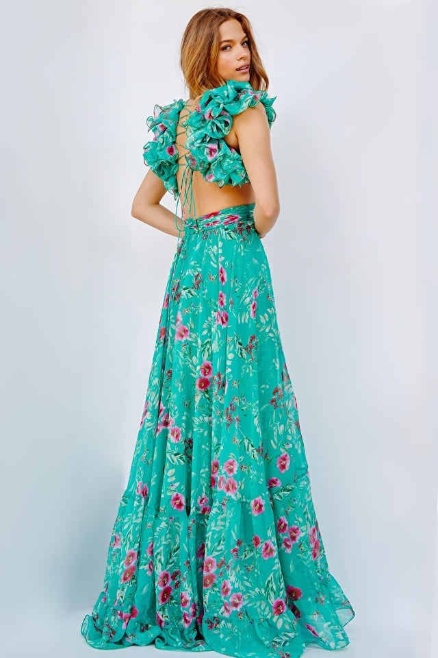 Print Chiffon Evening Dress