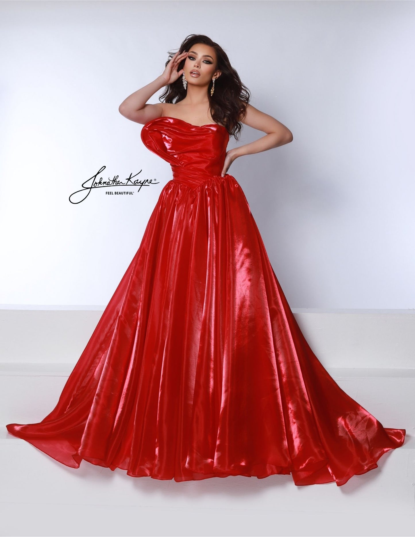 Johnathan Kayne 3102 Mirror Organza Prom Dress Ball Gown Strapless Princess Waist Evening Gown