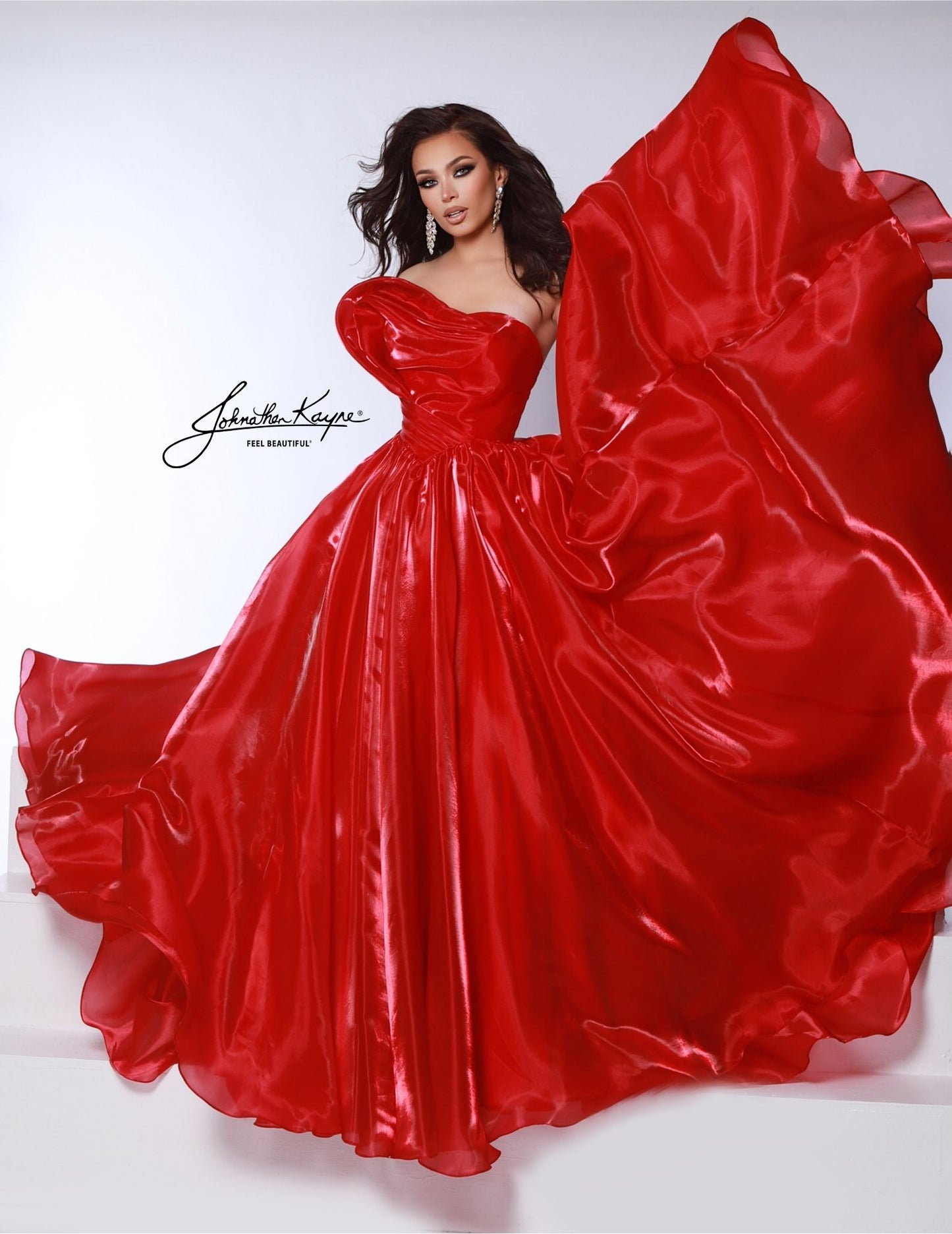 Johnathan Kayne 3102 Mirror Organza Prom Dress Ball Gown Strapless Princess Waist Evening Gown