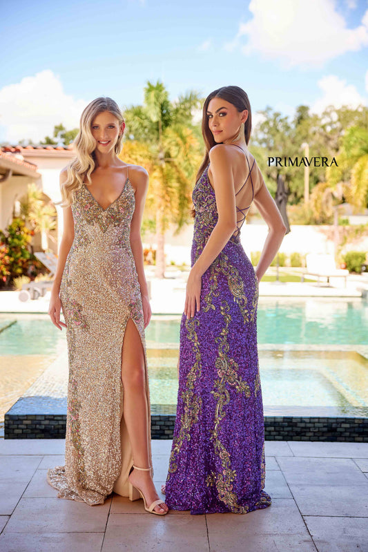 Primavera Couture 3211 Sequin Prom Dress Pageant Gown Evening Formal Wear Side Slit