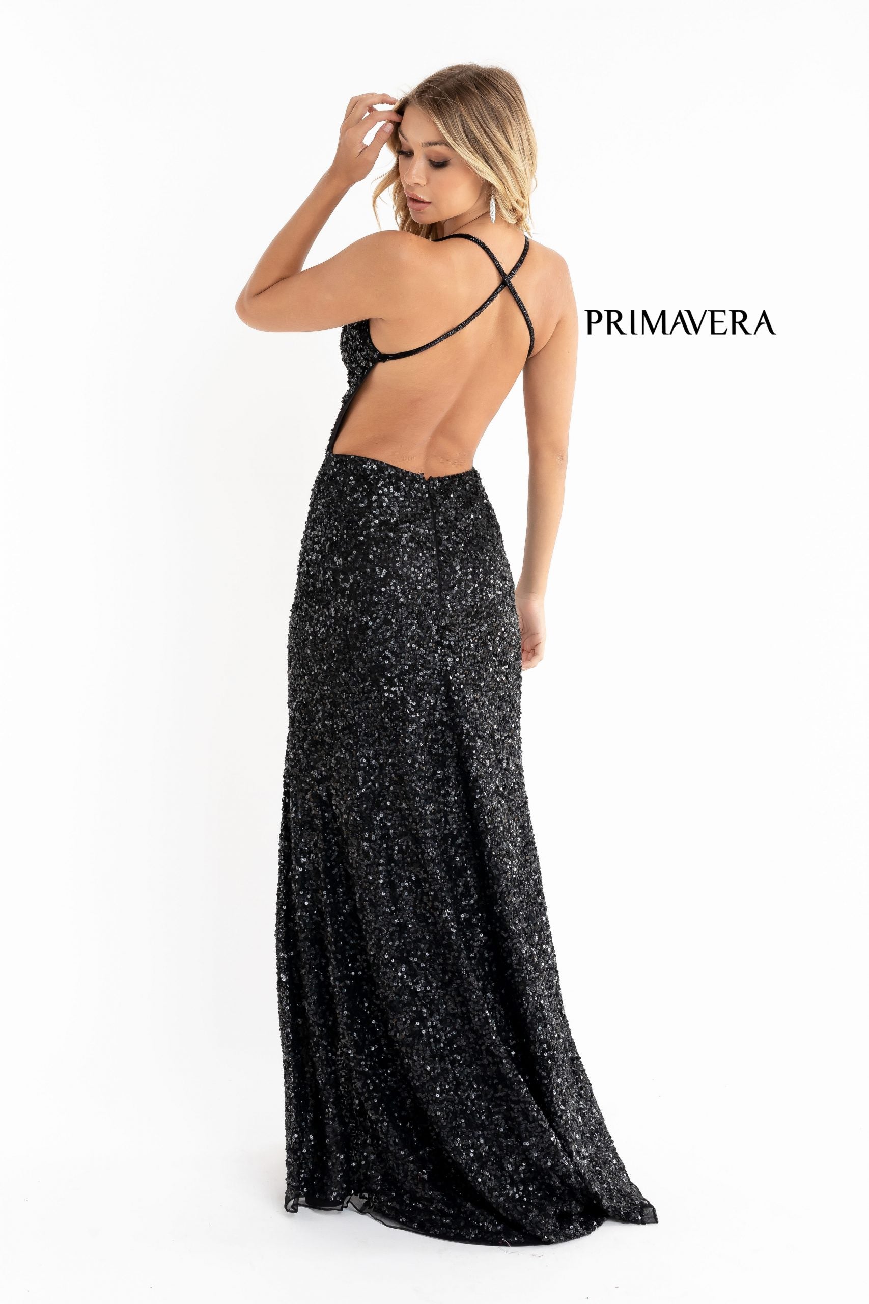 Sequined Backless Gown Open Back Sequin Dress - 2012p1294