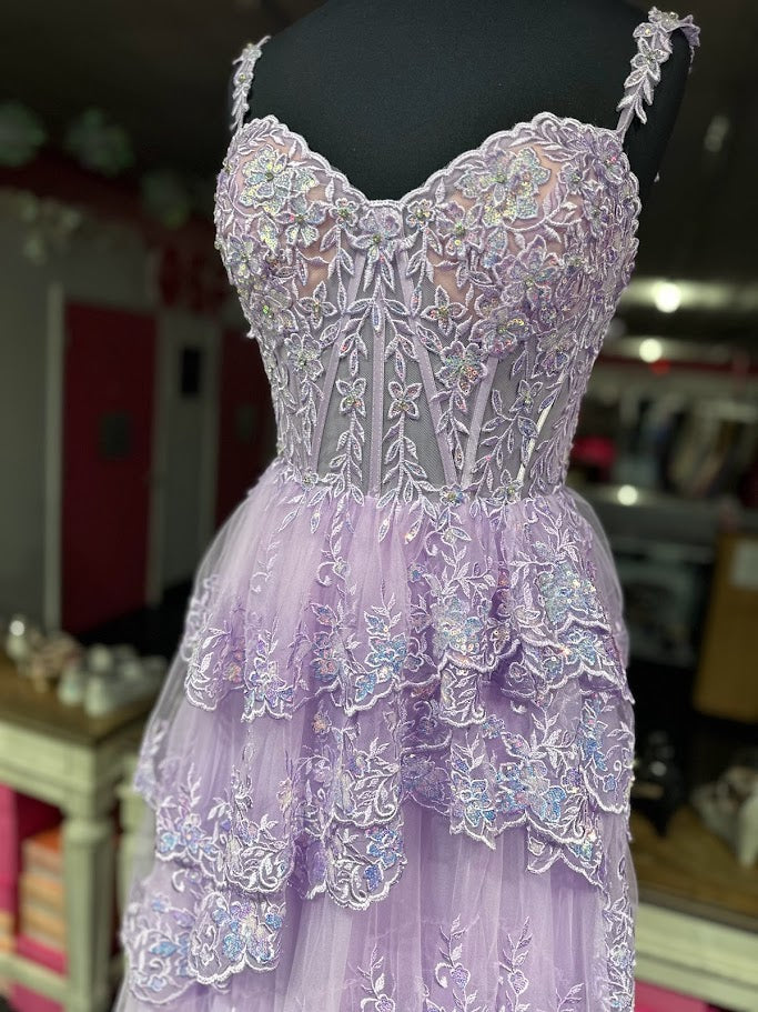 Orders $800 Jovani purple floral lace beaded