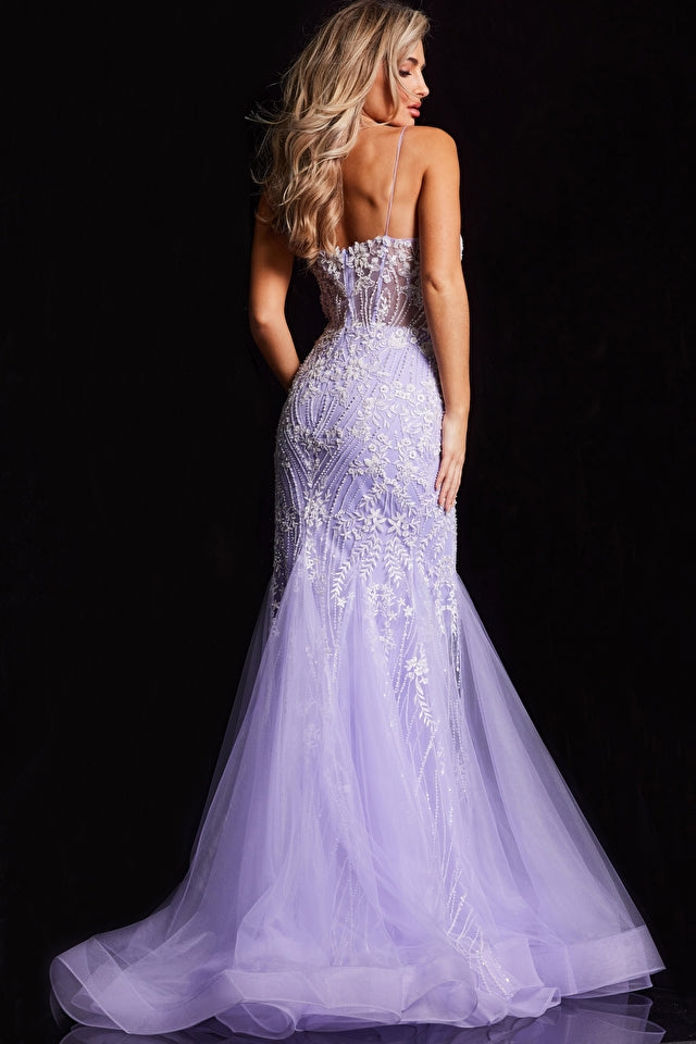 lavender mermaid prom dress