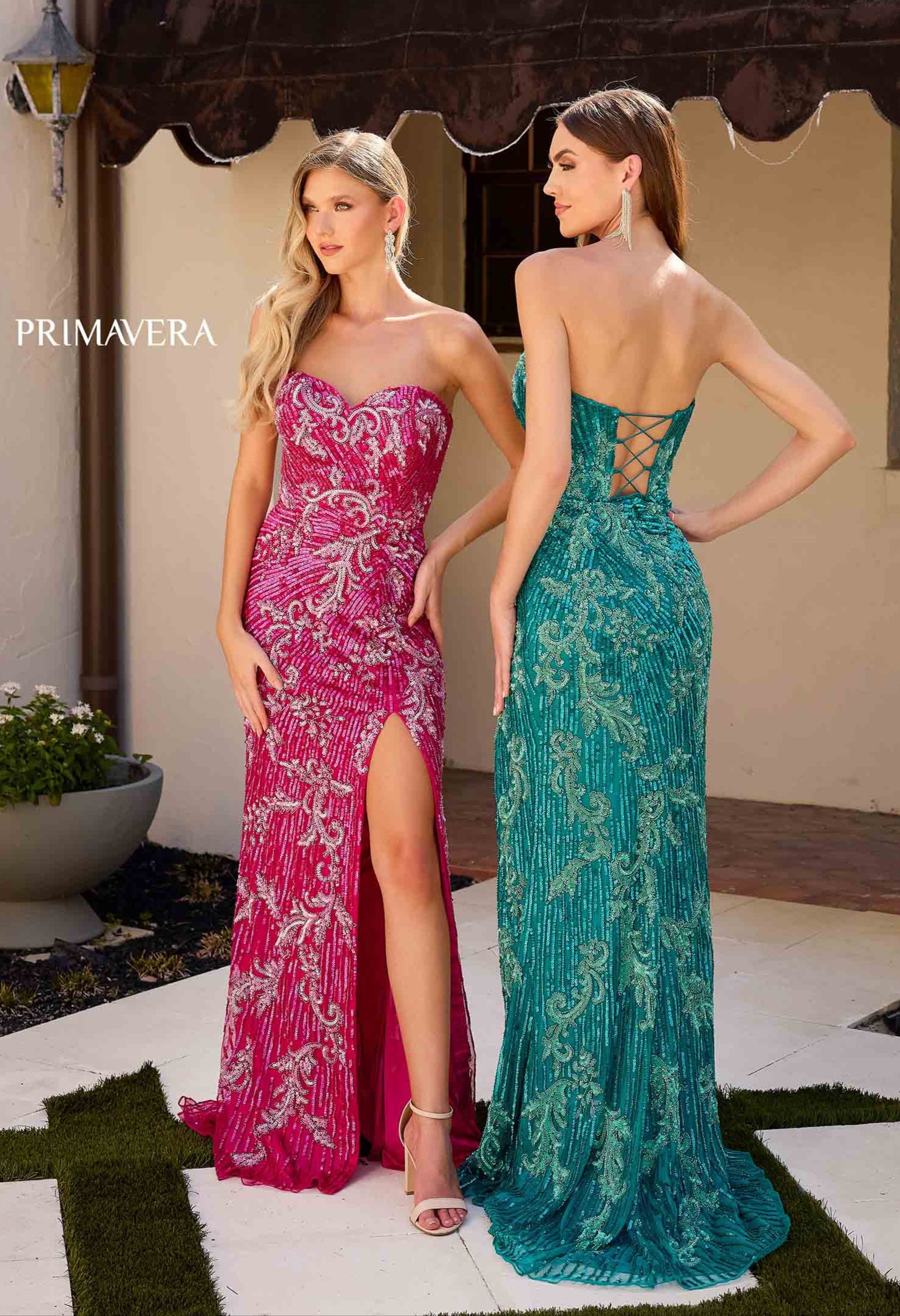 This elegant gown from Primavera Couture features a strapless sweetheart neckline with intricate beaded and sequined detailing. Perfect for prom, formal events, or pageants, this dress will make you stand out with its corset bodice and thigh-high slit. Look and feel like a true queen in this stunning evening gown.

Sizes: 000-18

Colors: Fuchsia, Purple, Teal