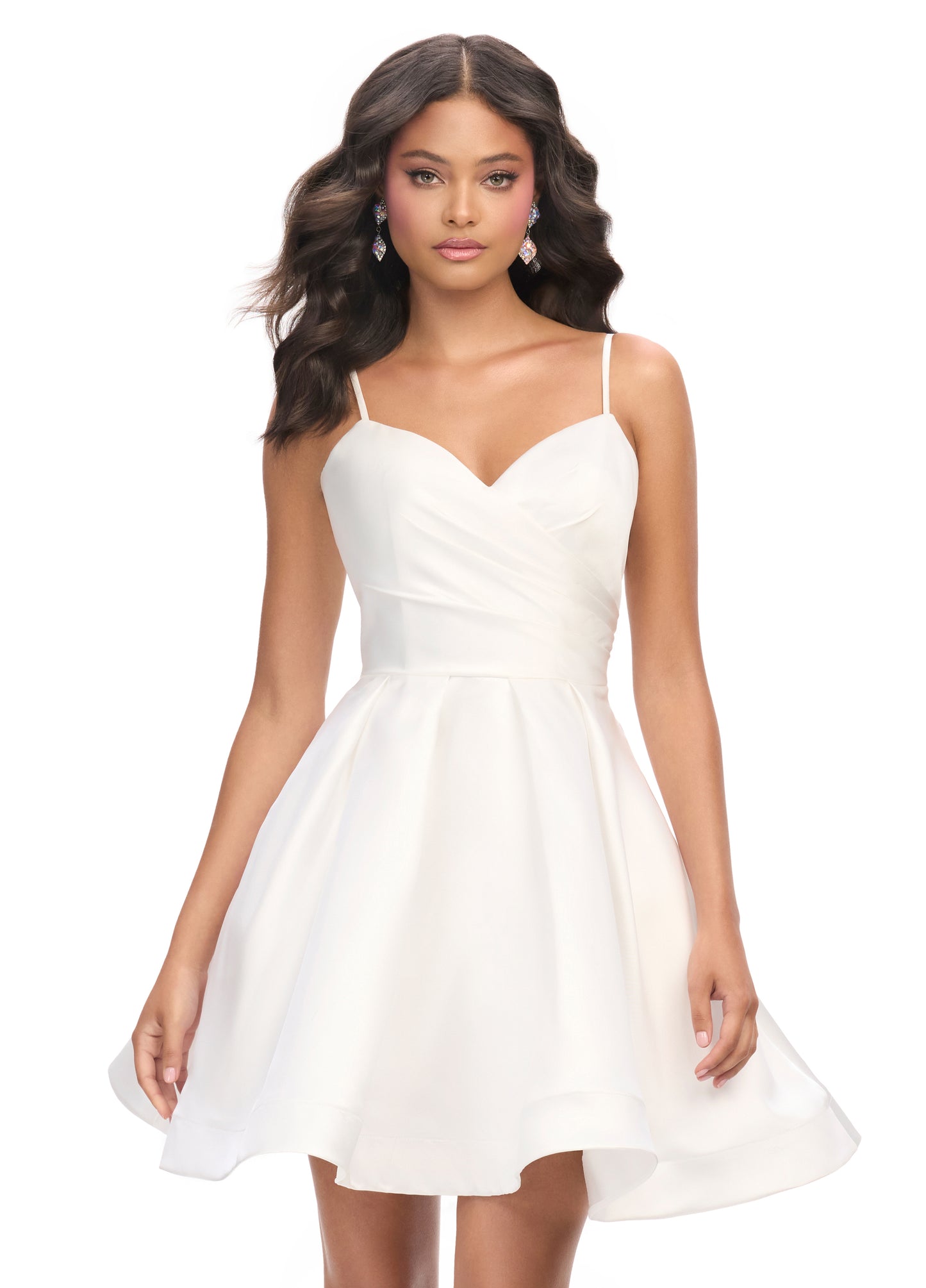 Ashley Lauren 4780 Spaghetti Straps Cocktail Dress Sweetheart Neckline Mikado A Line