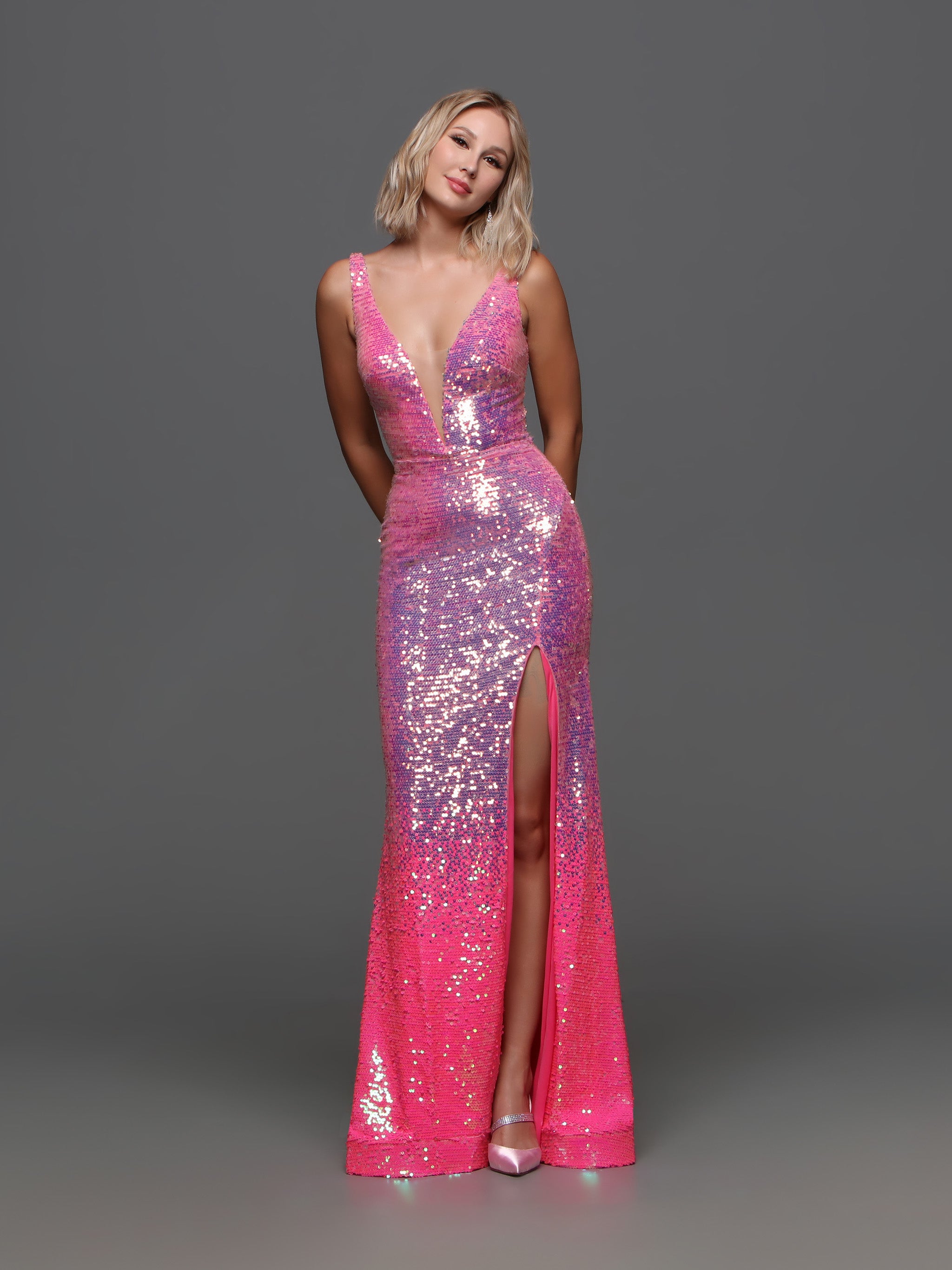 Pink Ombre Prom Dress with Straps