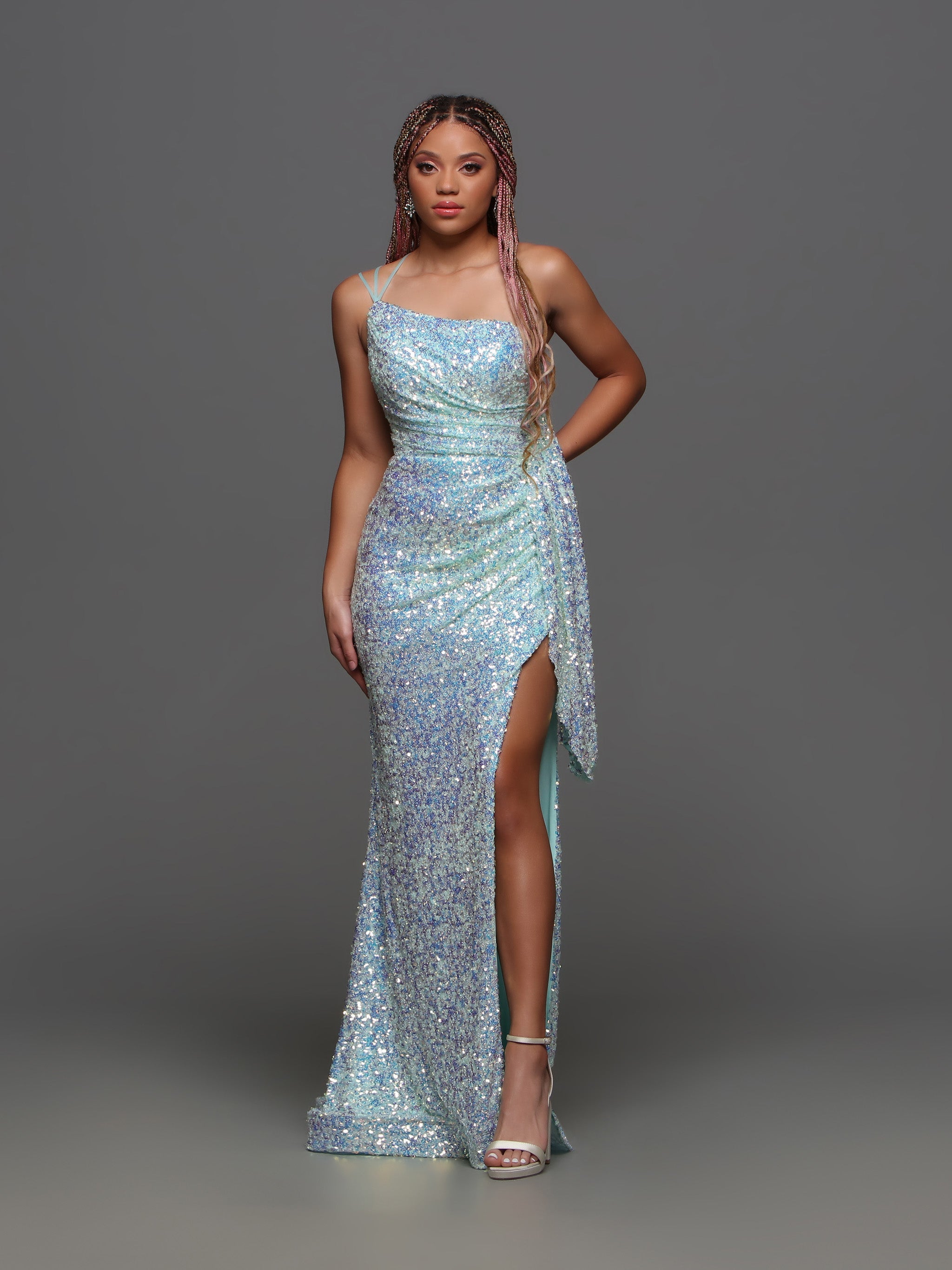 Aqua Sequin Prom Dresses